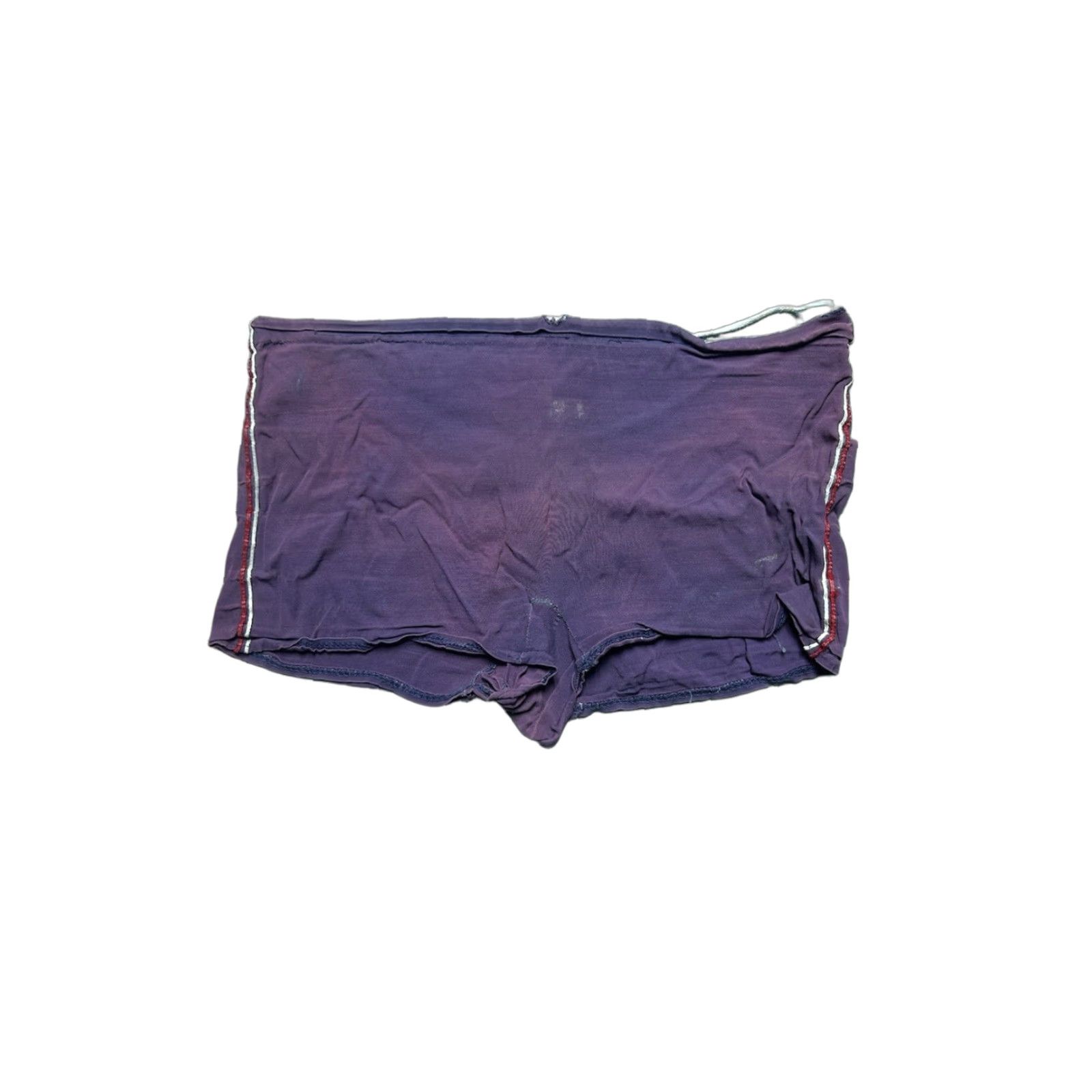 Vintage VINTAGE swims trunks bottoms Mens 35 Purple Striped Rayon Beach 40s 50s Distressed 12” waist to crotch Size US 35 - 1 Thumbnail