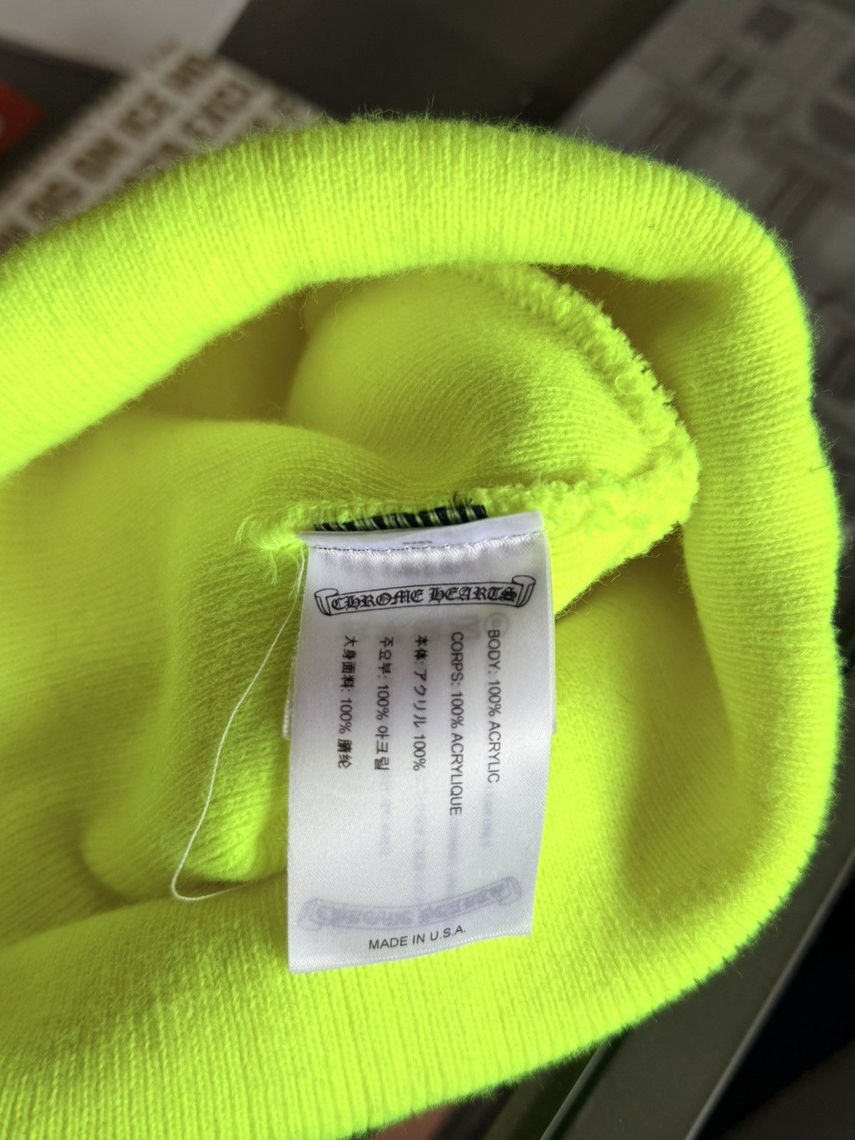 Chrome Hearts Lime Green Triple Cross Beanie Size ONE SIZE - 3 Thumbnail