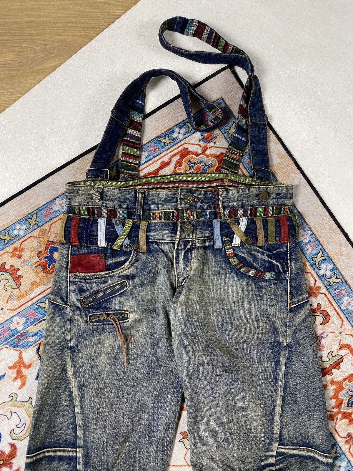 Japanese Brand Double waist suspender jeans pants Size US 34 / EU 50 - 2 Thumbnail