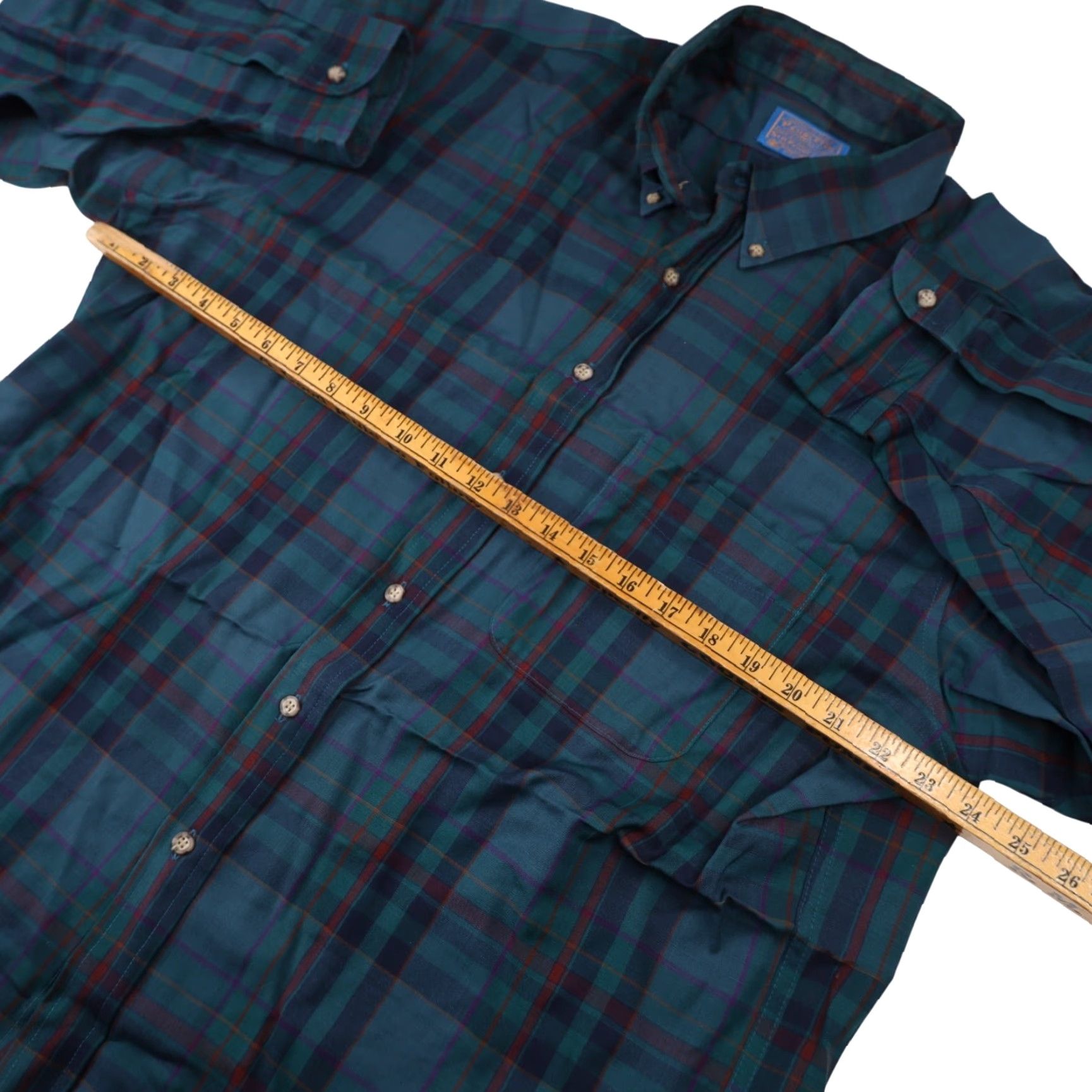 Pendleton VINTAGE Pendleton Sir Pendleton Fine Wool Dress Shirt Shirt XL Green Mens Size 46R - 7 Thumbnail