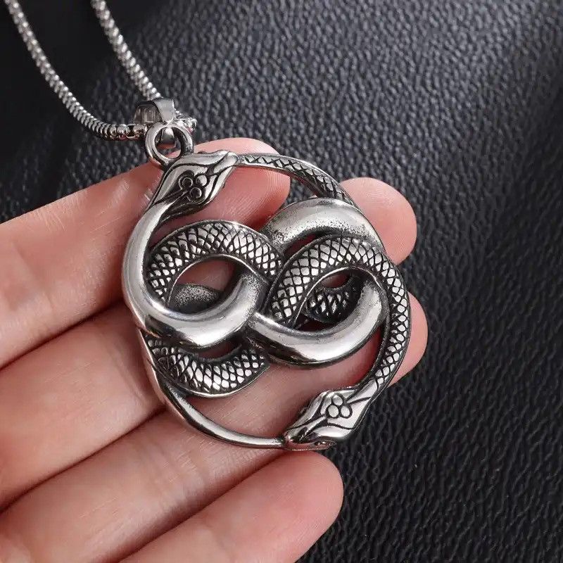 Jewelry × Vintage Punk Double Ouroboros Pendant Gothic Animal Viper Necklace Size ONE SIZE - 3 Thumbnail