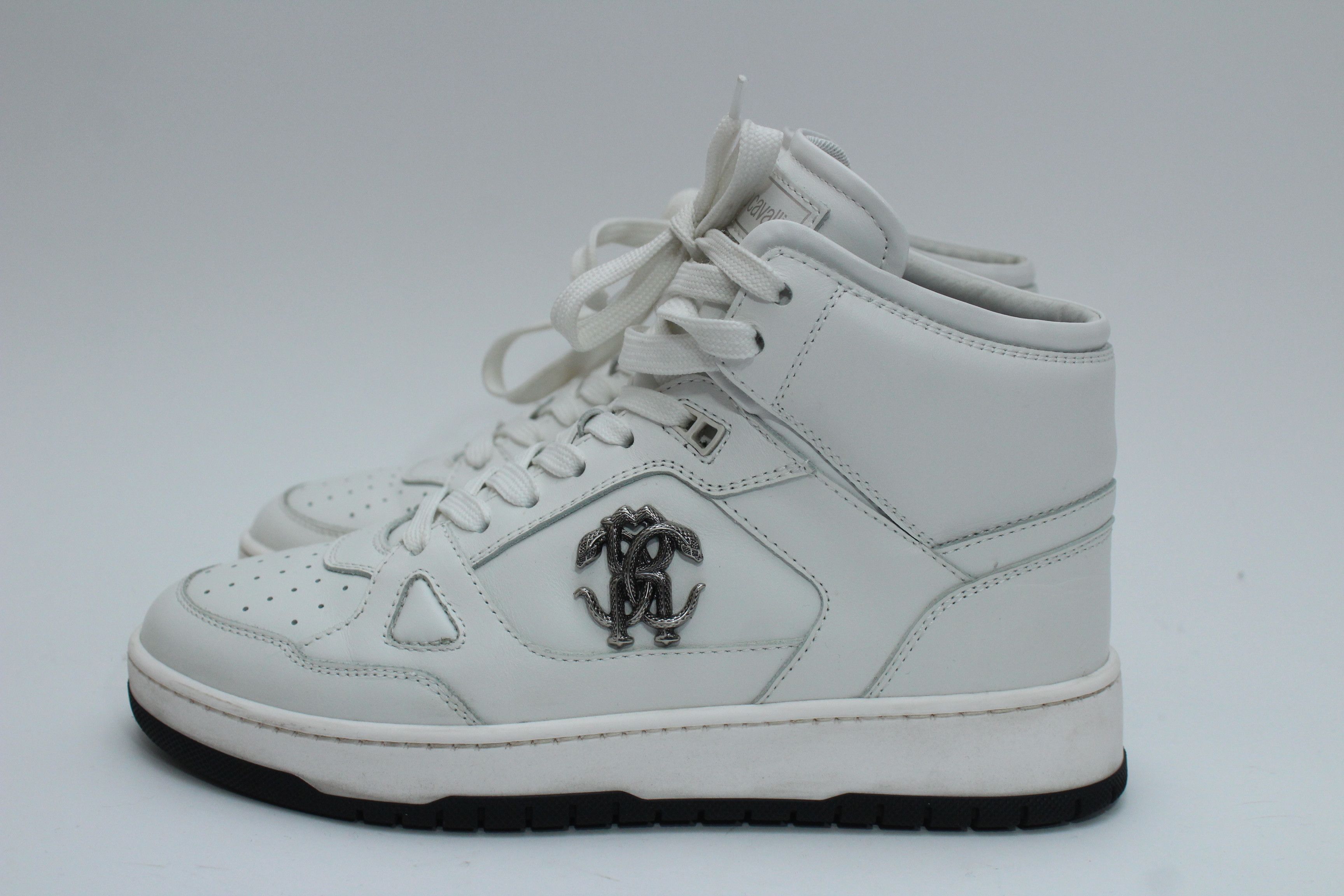 Roberto Cavalli Roberto Cavalli White Leather High-Top RC Logo Sneakers Size US 8 / EU 41 - 5 Thumbnail