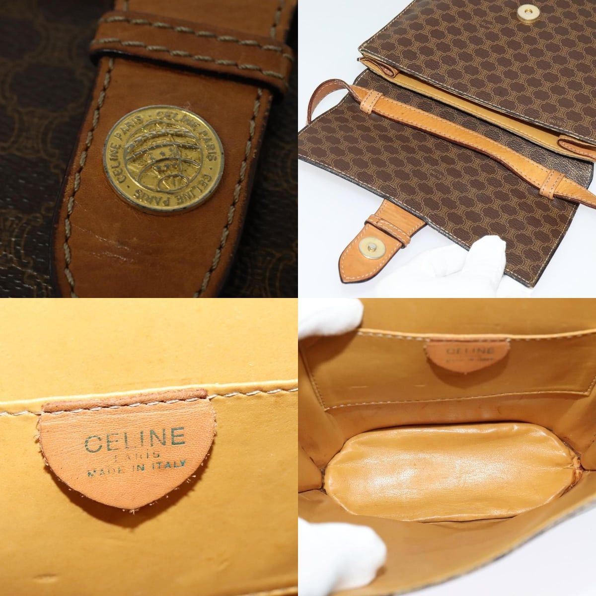 Celine CELINE Macadam Canvas Shoulder Bag Pvc Leather Brown Gold Size ONE SIZE - 11 Thumbnail