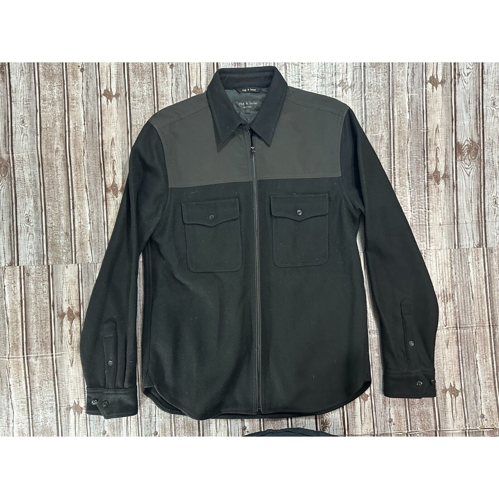 Rag & Bone wool blend full zip Shirt Jacket Size S color bla