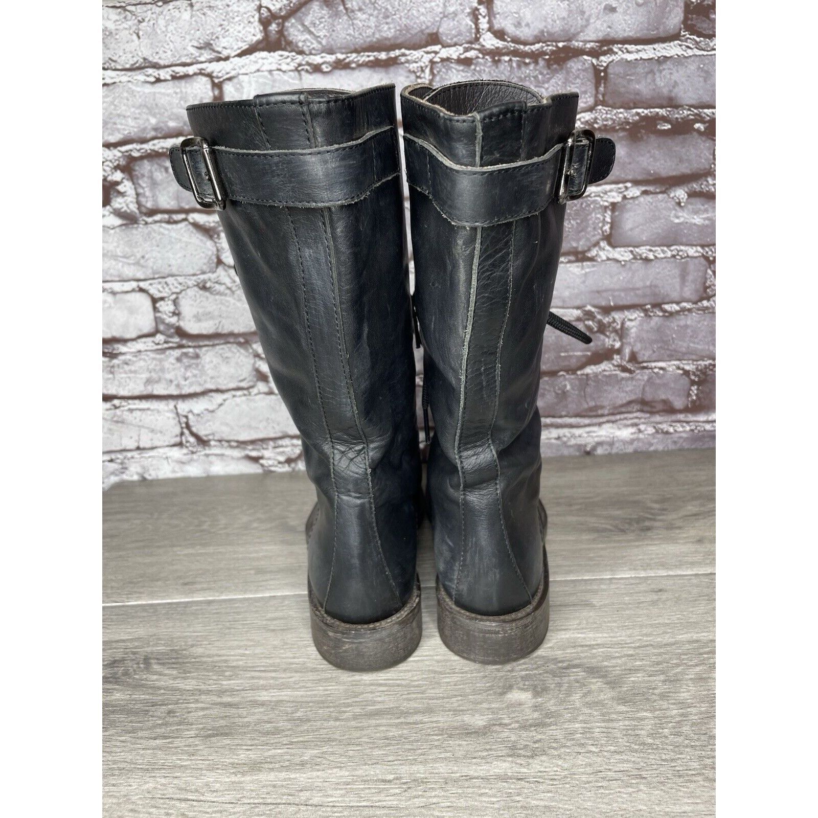 Madison Madison et cie blue Leather Combat Lace Up Buckle Boots Wome Size US 5.5 / IT 35.5 - 5 Thumbnail