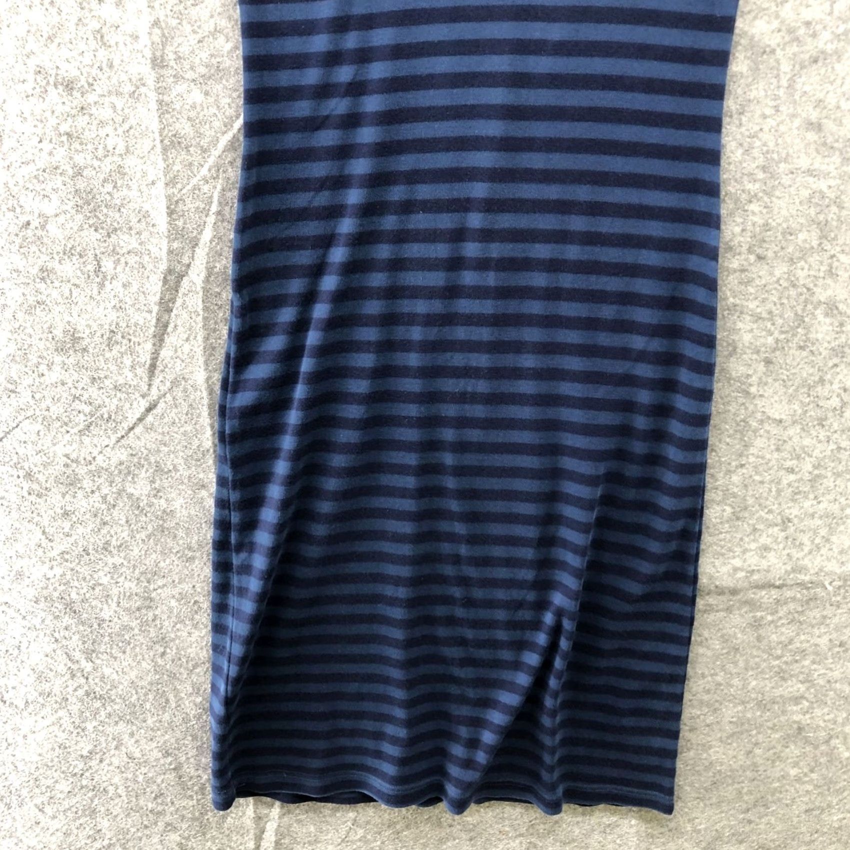 Vintage Christina Lehr T Shirt Dress S Navy Blue Striped Short Sleeve Crewneck, Knee Length, Cotton, Knit, Casual, Womens Size S / US 4 / IT 40 - 4 Thumbnail