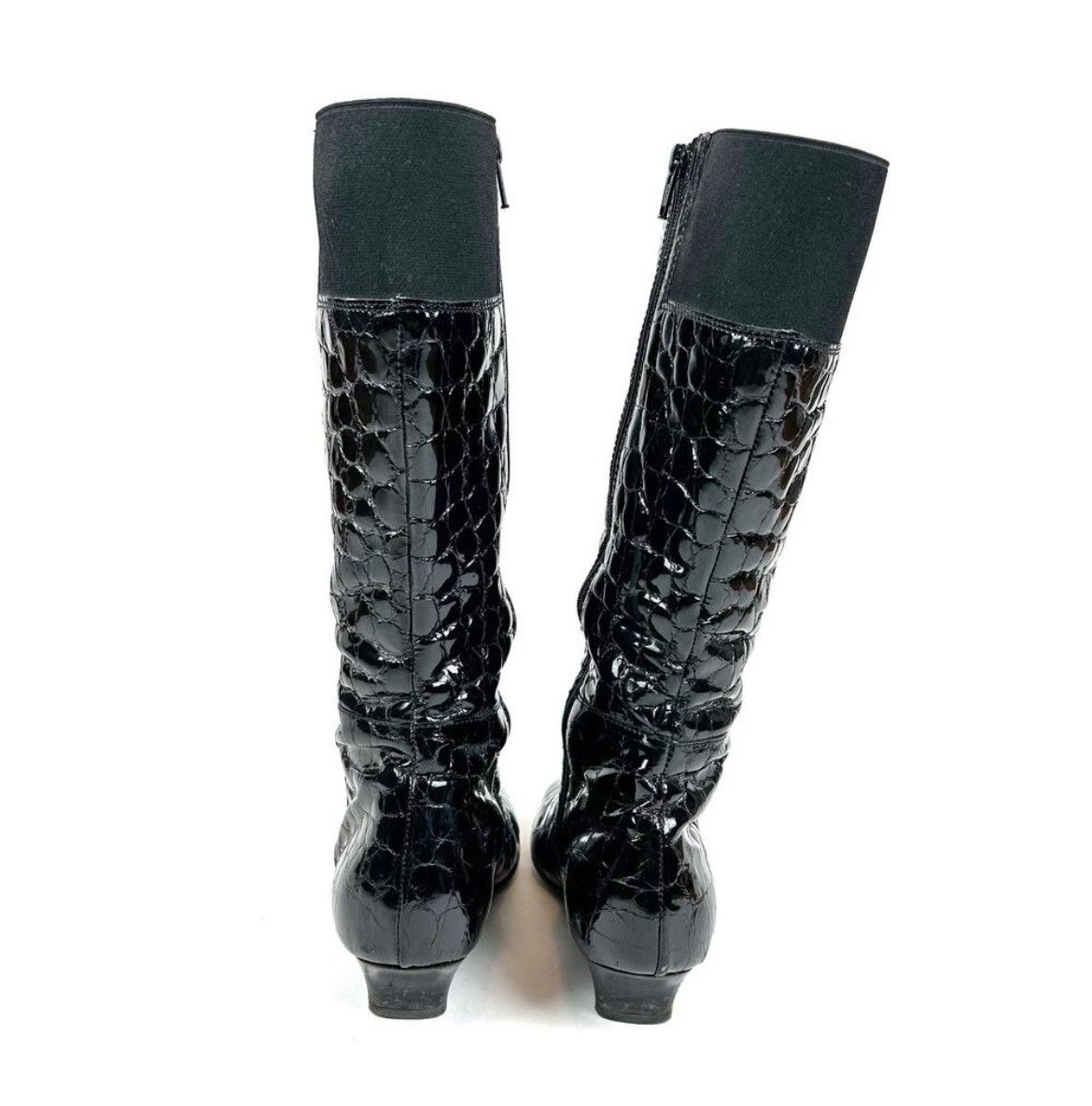 Miu Miu VINTAGE MIU MIU kitten heel croc patent boots Size US 9.5 / IT 39.5 - 3 Thumbnail