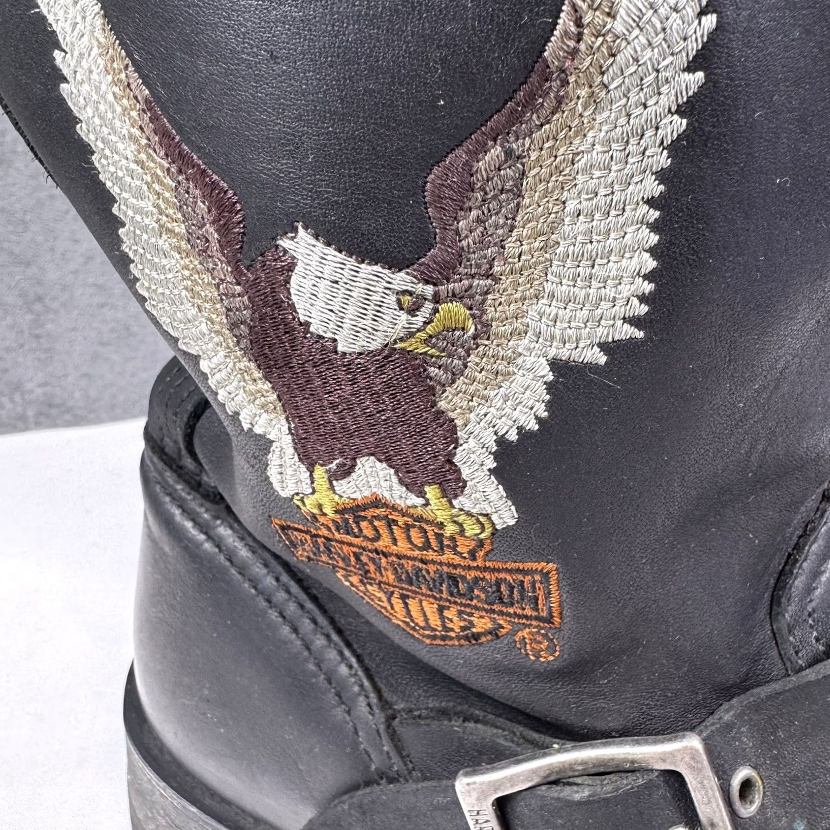 Harley Davidson Eagle Boots Mens 9.5 Harness Pull On Buckle Biker Leather Grunge Harley-Davidson Eagle Boots Mens 9.5 Biker Leather Pull On  main image 2