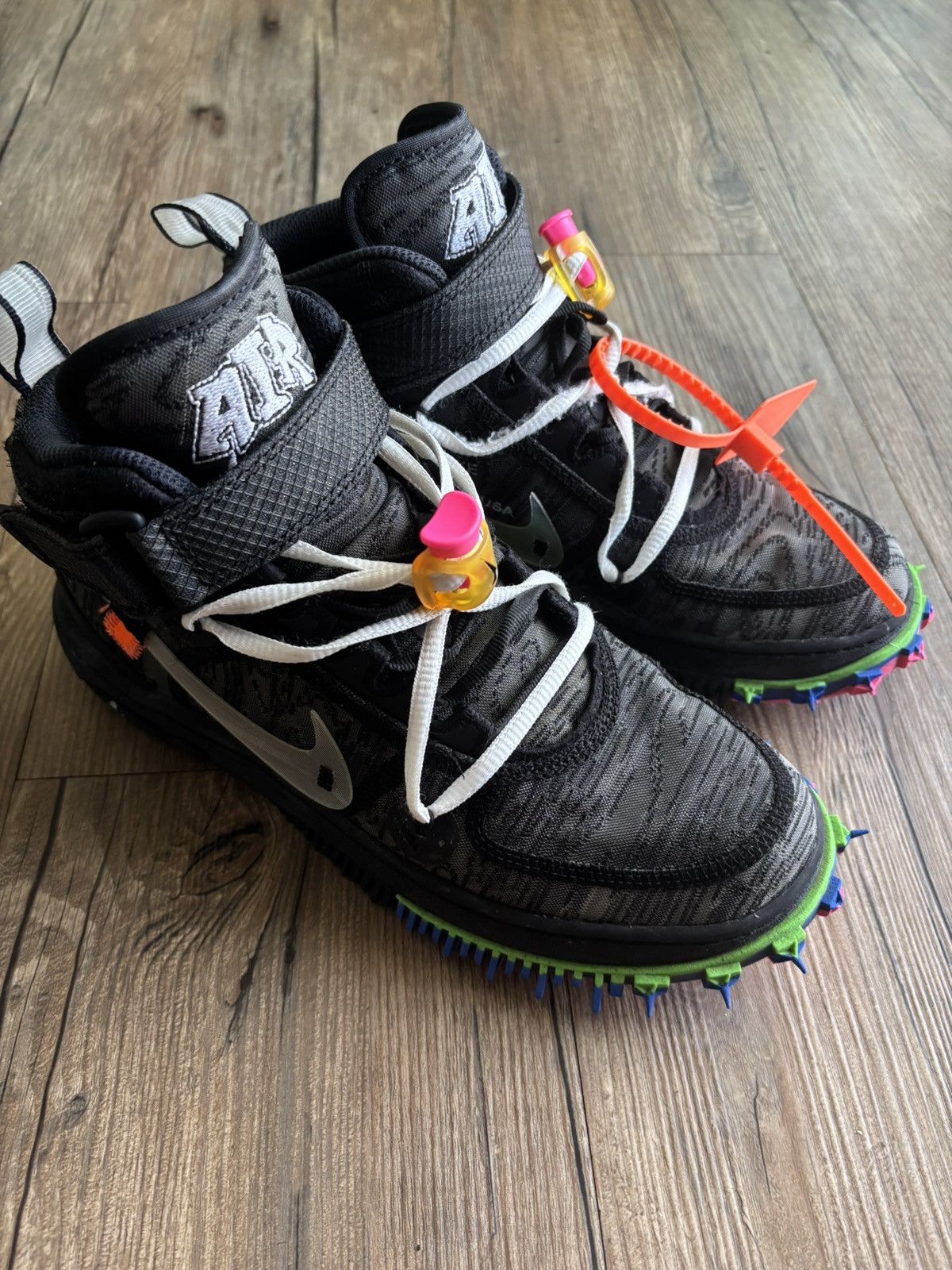 Nike × Off-White Off White Nike Air Force Mid Black Size US 6 / EU 39 - 3 Thumbnail