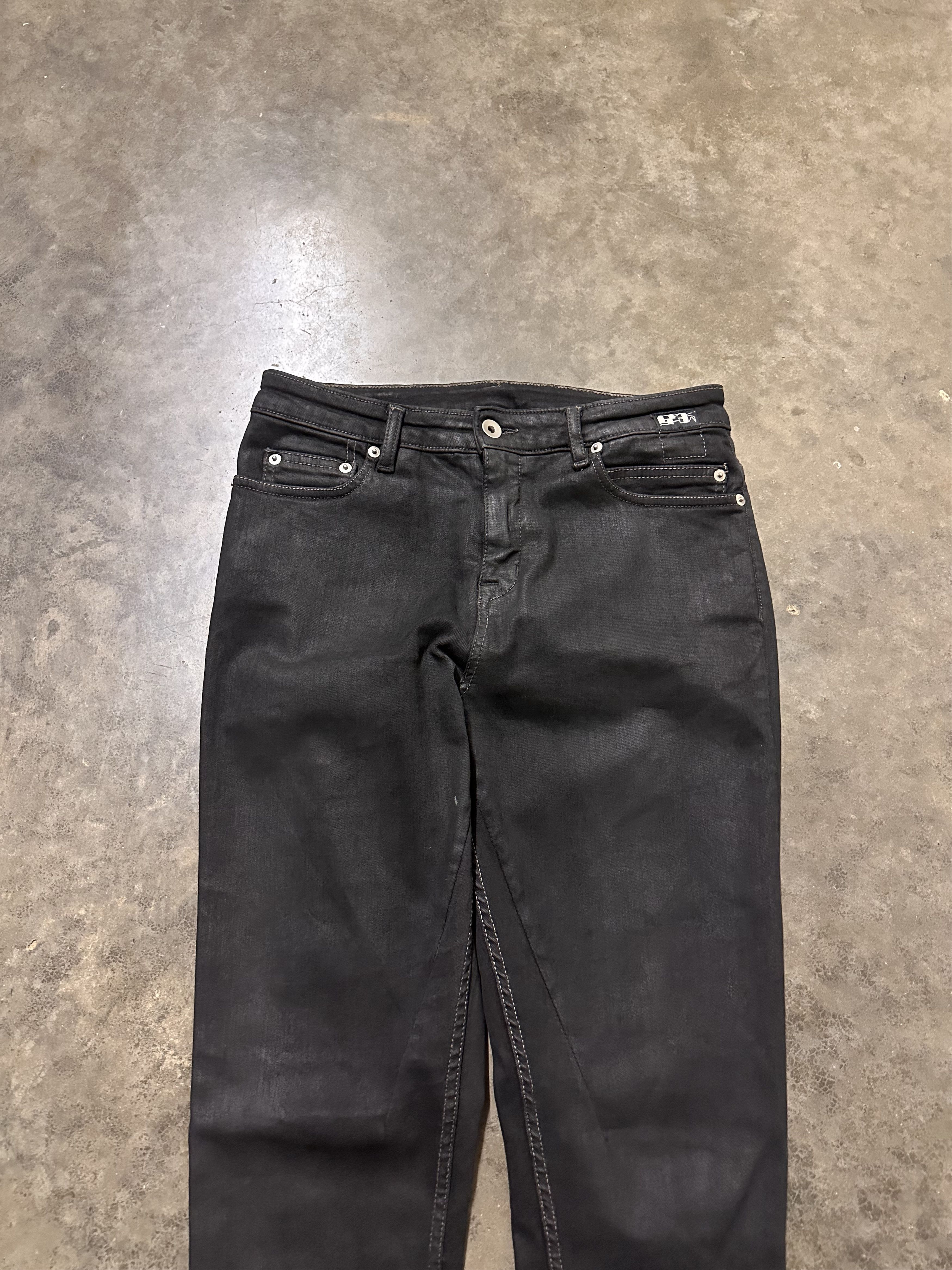 Rick Owens Rick Owens waxed SBB Detroit Cut denim | Grailed