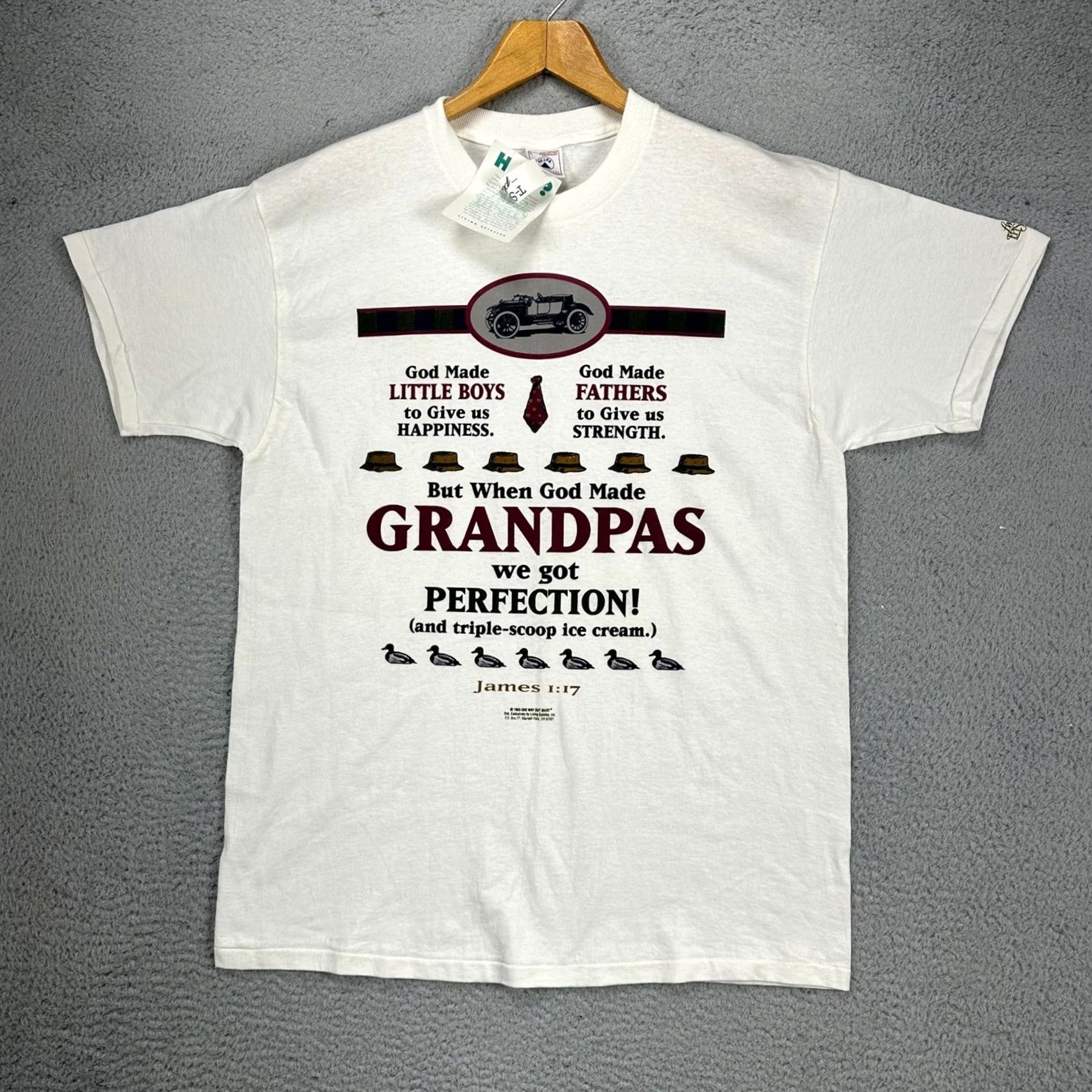 Delta VINTAGE Delta Shirt Men Large White Short Sleeve Crew Neck T-Shirt USA Made NEW Grandpas God Made Men Shirt Size US L / EU 52-54 / 3 - 2 Thumbnail