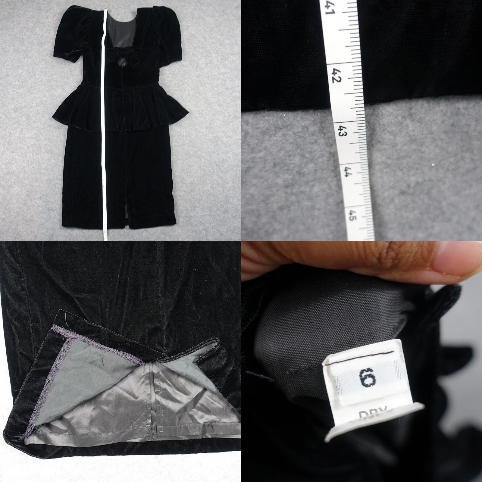 Velvet VINTAGE Black Velvet Dress Puff Sleeve Peplum Rhinestone Bow Midi 80s Womens 6 Dress Black Velvet Puff Sleeve Peplum Rhinestone Bow Midi 80s Womens 6 Size M / US 6-8 / IT 42-44 - 10 Thumbnail