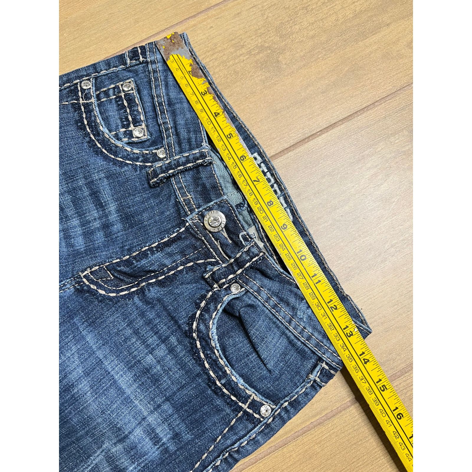 Vintage Zipper Y2K Bootcut Jeans Womens Size 9 Blue Rhinestone 27x30 Size US 27 - 5 Thumbnail