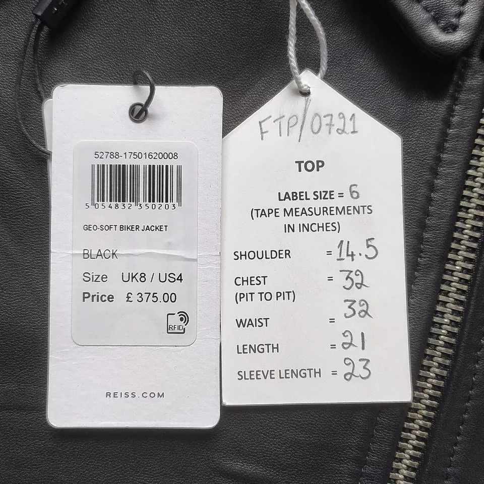 Reiss REISS Women's Geo-Soft Leather Jacket UK6/US2 IFD-0721 Size S / US 4 / IT 40 - 10 Thumbnail