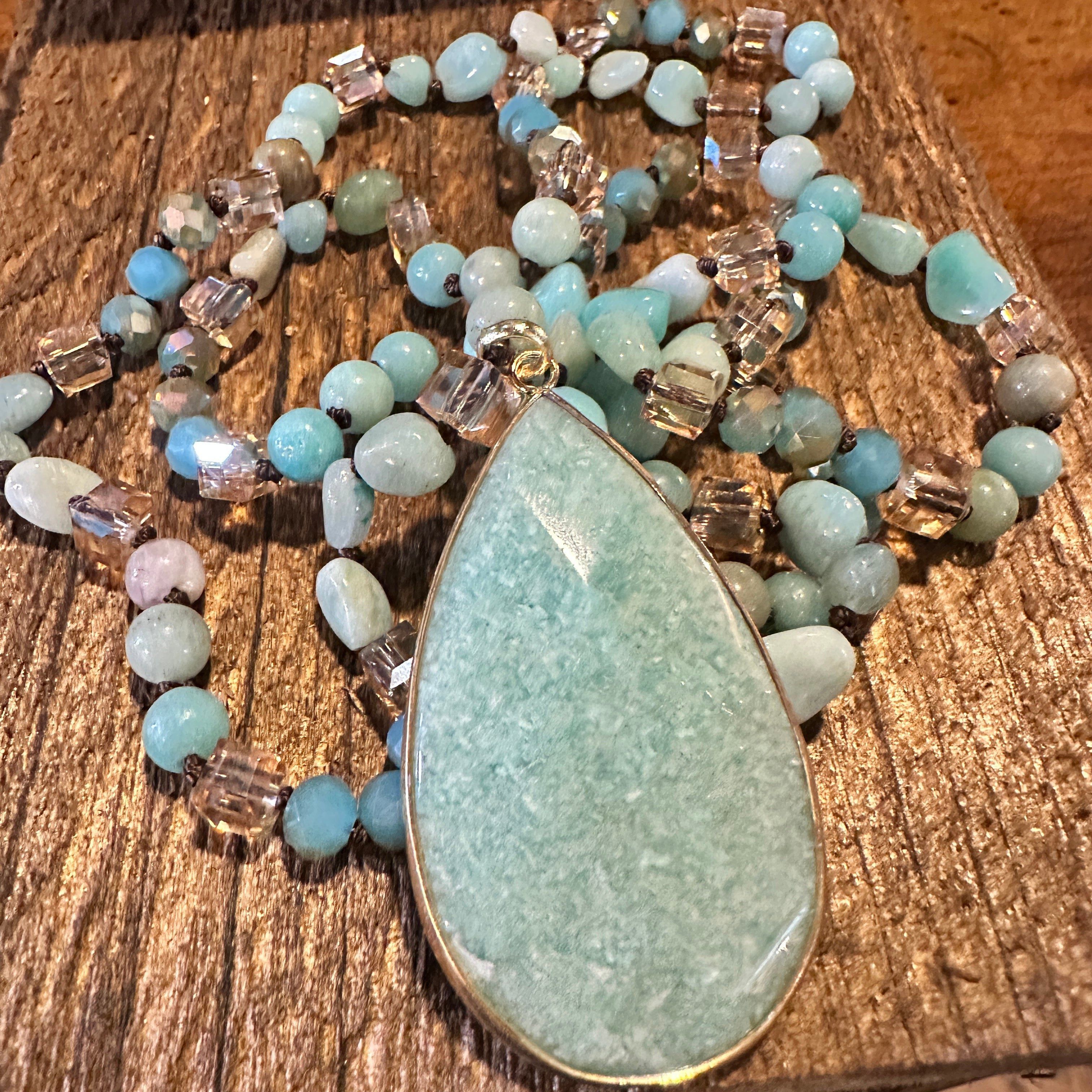 Other Bohemian Natural Green Pendant Necklace with Rock Crystal Be Size ONE SIZE - 1 Thumbnail