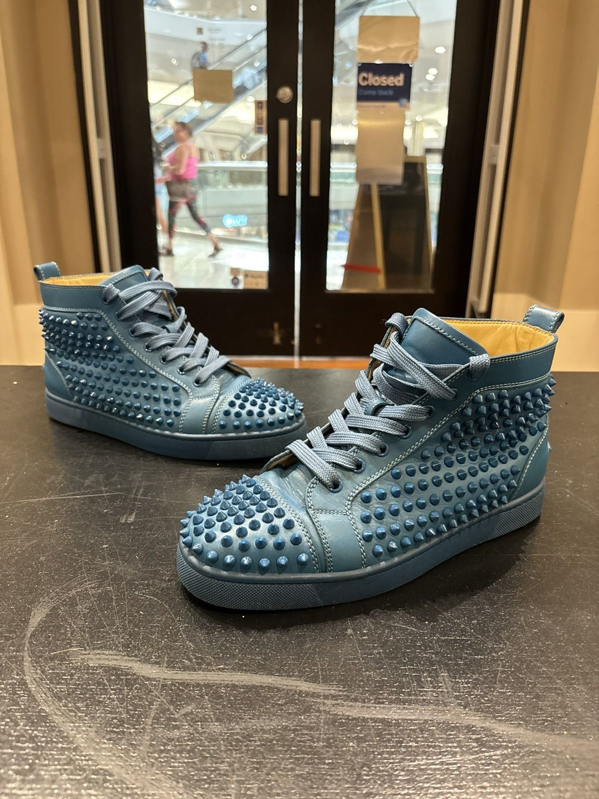 Christian Louboutin Christian Louboutin Spike Sneakers - Blue Size US 7 / EU 40 - 1 Thumbnail