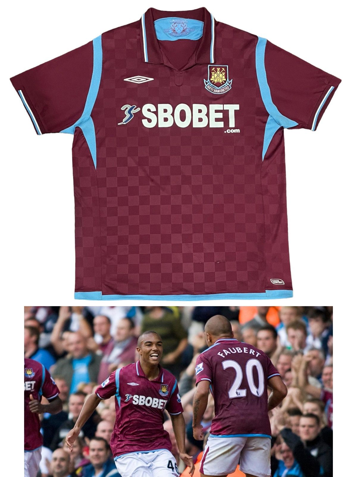 image of West Ham United 2009/10 Home Kit Vintage Jersey in Mix, Men's (Size Large)