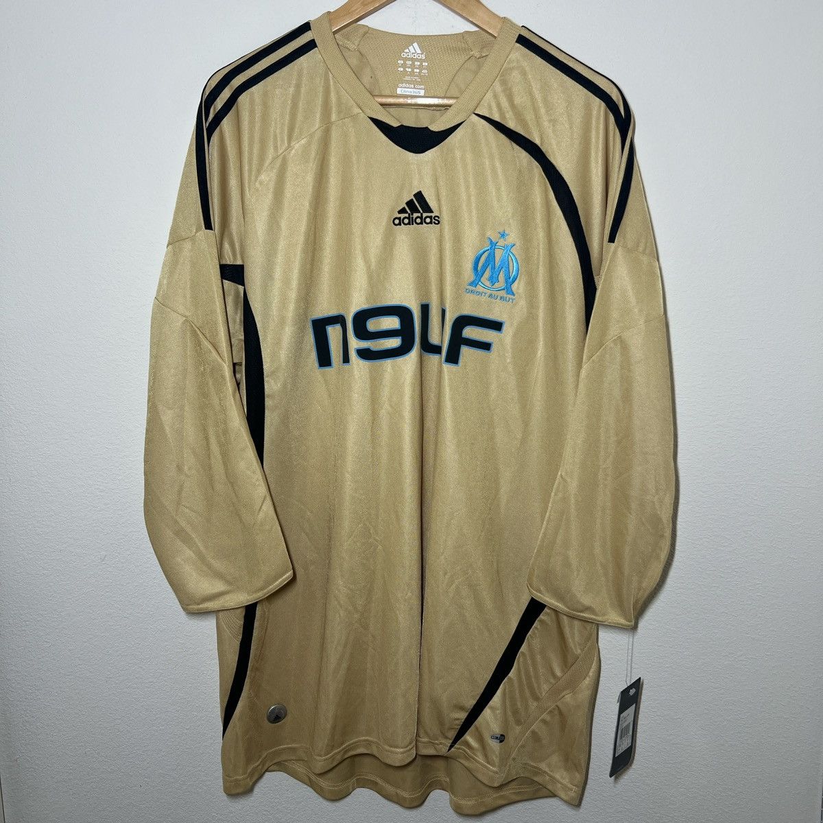 image of Adidas x Soccer Jersey Olympique Marseille 2008-2009 Third Long Sleeve Jersey in Gold (Size 2XL)