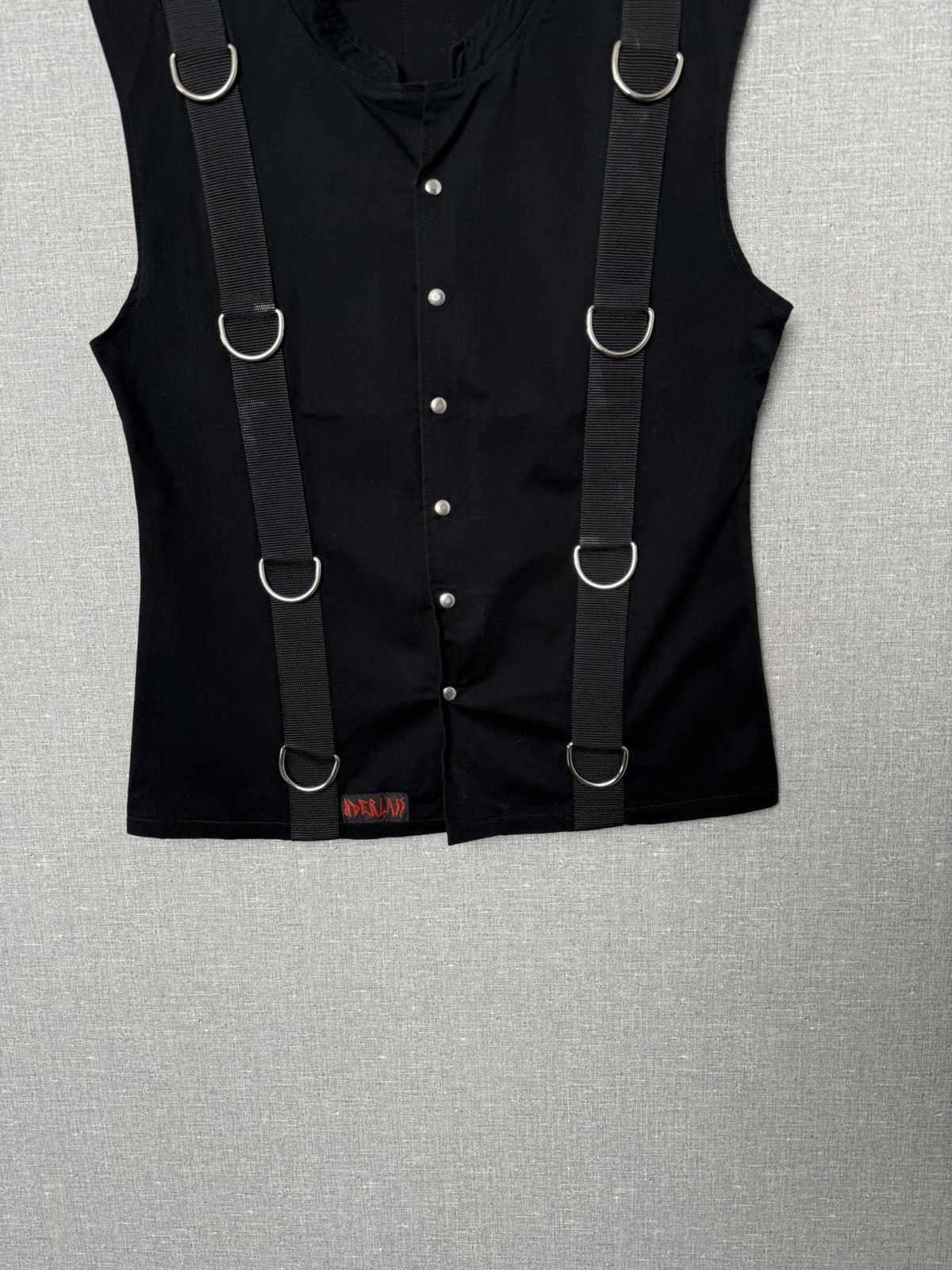 20471120 Aderlass Gothic Punk Black Sleeveless Vest with Straps Rings Size L / US 10 / IT 46 - 8 Thumbnail