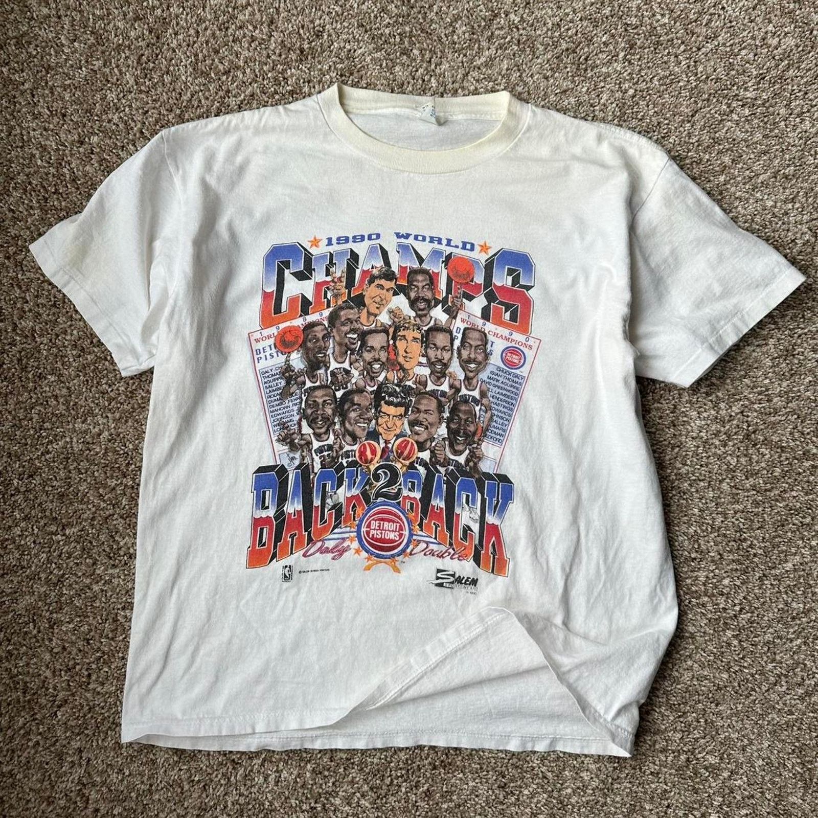NBA × Salem Sportswear × Vintage Vintage 80s Detroit Pistons World Champs Salem Sports Shirt Size US M / EU 48-50 / 2 - 1 Thumbnail