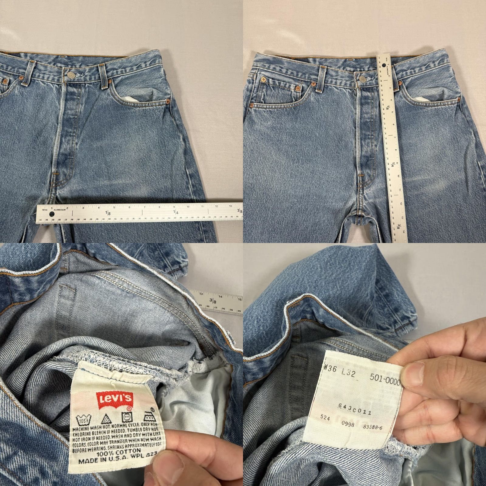Levi's VINTAGE Levi's 501 Jeans Mens 32x29 Denim Blue Straight Fit 5-Pocket Button Fly 90s USA Size US 32 / EU 48 - 8 Thumbnail