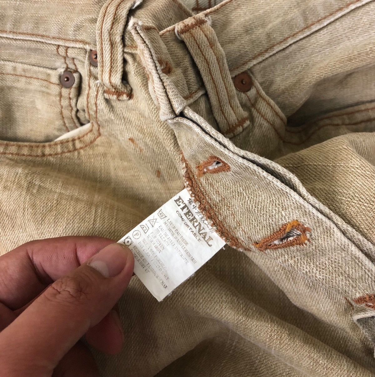 Eternal × Japanese Brand Eternal Distress Ripped Dirty Patina Denim Jeans Size US 31 - 14 Thumbnail