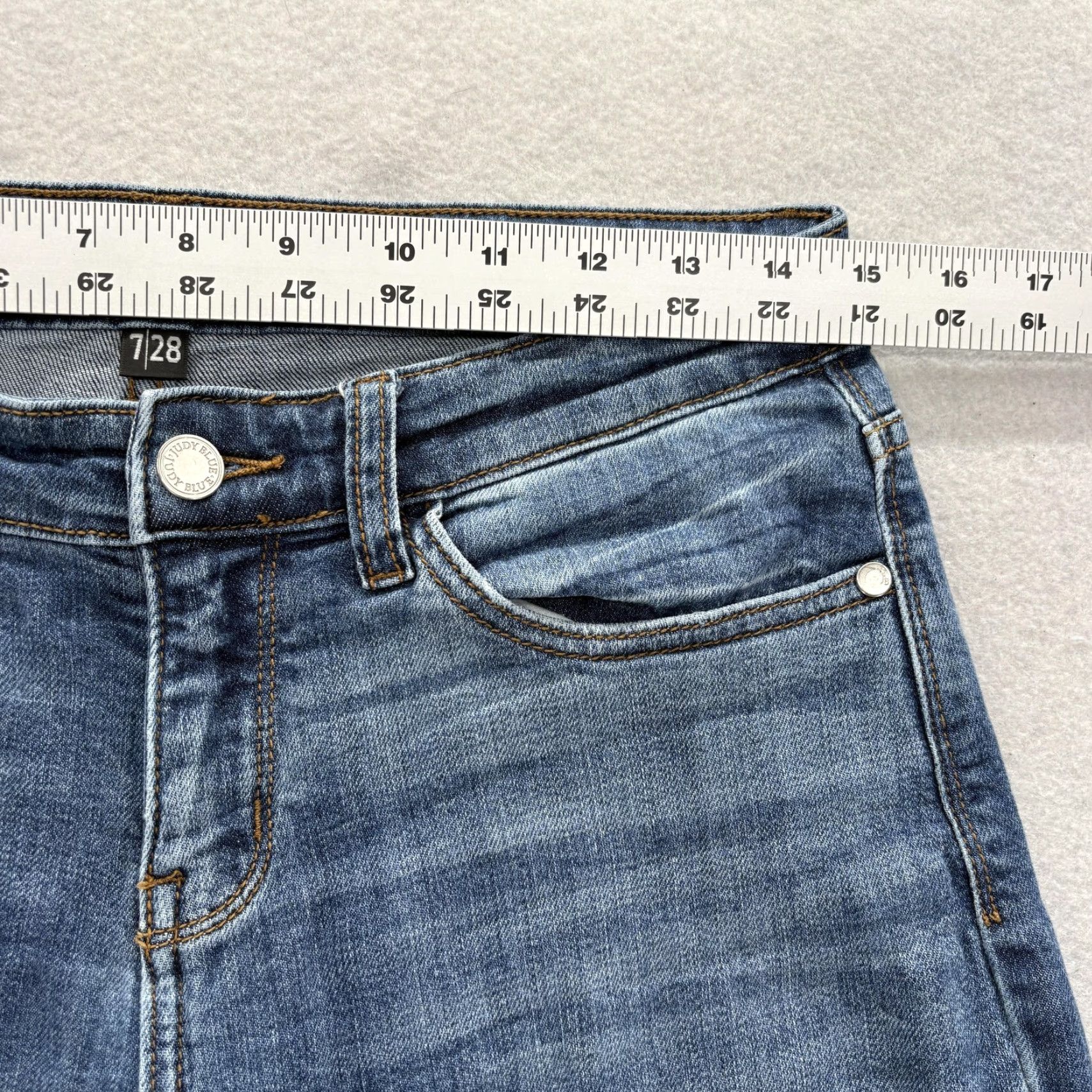 Denime Judy Blue Jeans Women 28 Distressed Stretch Denim Boyfriend Relaxed Mid Rise Blue 5-Pocket Zipper Button Pants Mens Womens Girls? Size 28" / US 6 / IT 42 - 6 Thumbnail
