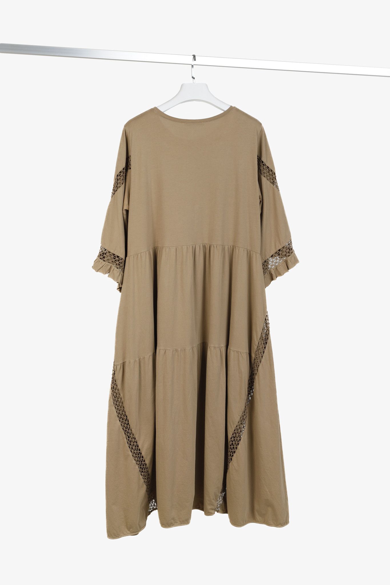 DOROTHEE SCHUMACHER Dorothee Schumacher Brown Crochet-Trim Tiered Maxi Dress Size XL / US 12-14 / IT 48-50 - 2 Thumbnail