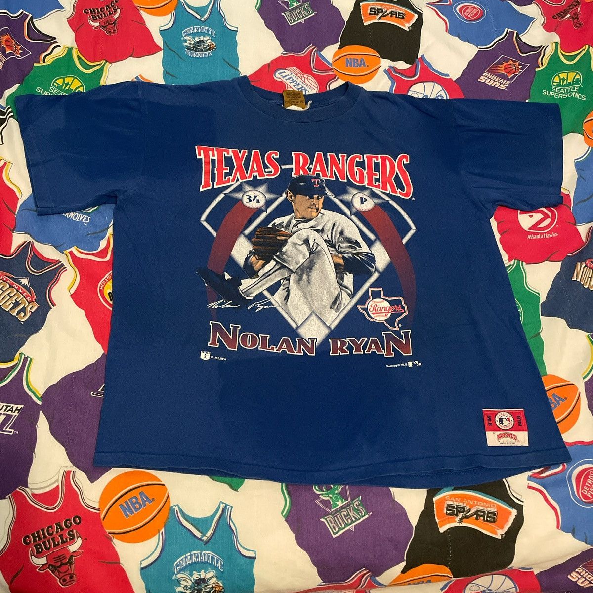 MLB × Nutmeg × Vintage Vintage 90s MLB Nolan Ryan Texas Rangers Baseball Tee Size US L / EU 52-54 / 3 - 1 Thumbnail