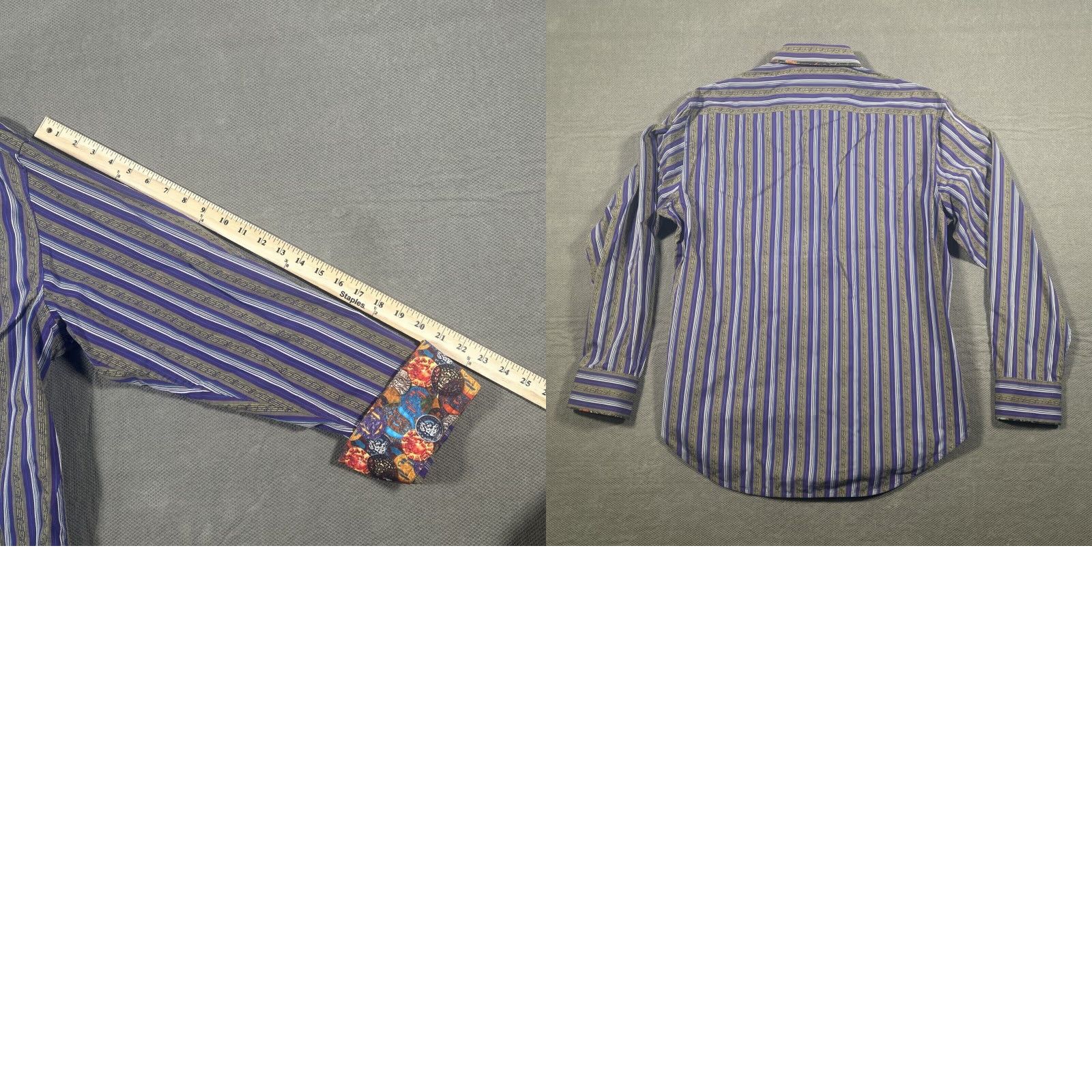 Robert Graham Robert Graham Shirt Mens XL Multicolor Striped Button-Up Copper British? Size US XL / EU 56 / 4 - 11 Thumbnail