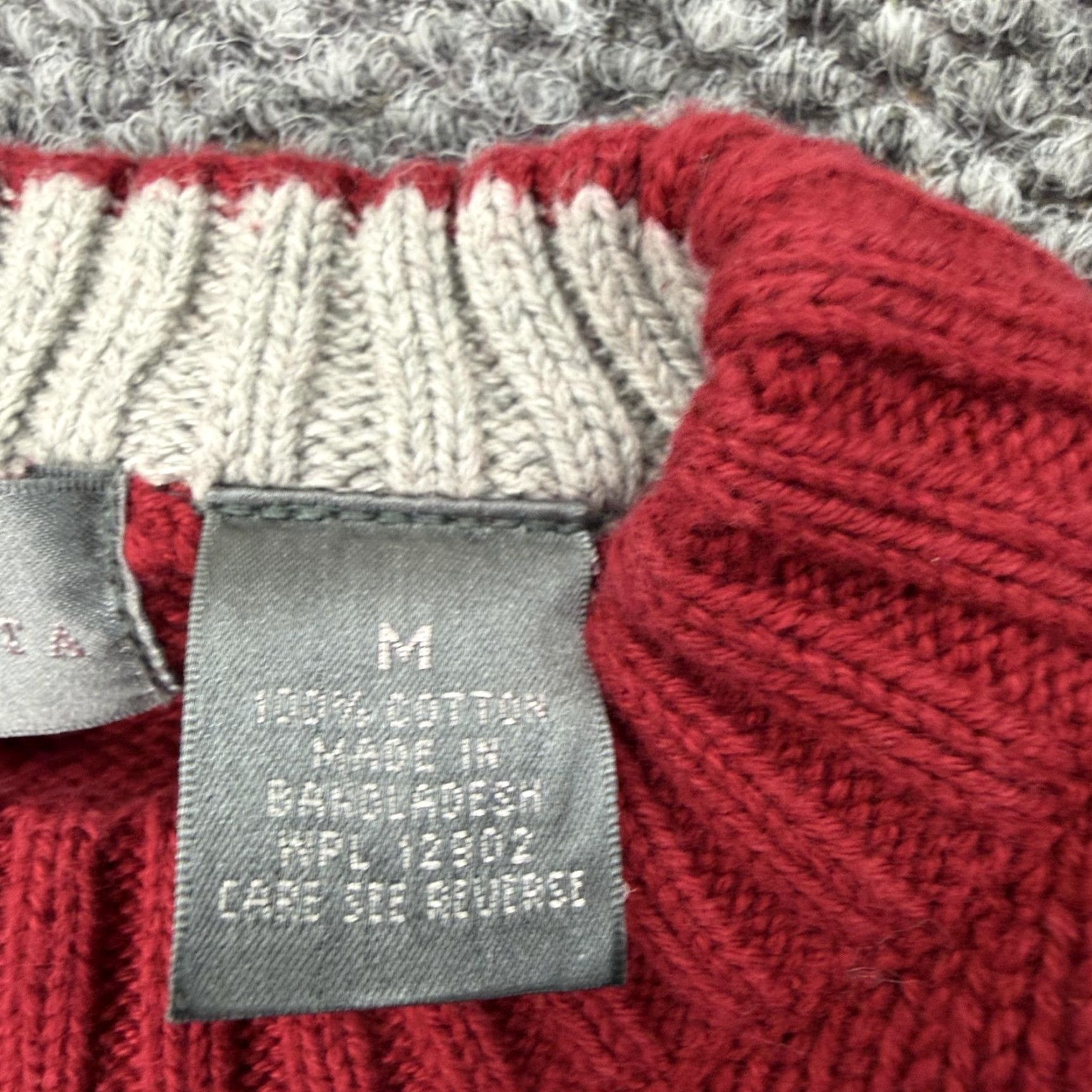 Oscar De La Renta Oscar de la Renta Sweater Mens M Red Windowpane Cable Knit Crewneck Cotton Size US M / EU 48-50 / 2 - 4 Thumbnail