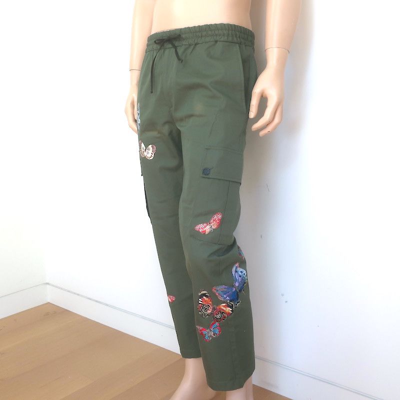 Valentino Valentino Butterfly-Embroidered Cargo Pants Green Size 46 Size US 30 / EU 46 - 2 Thumbnail