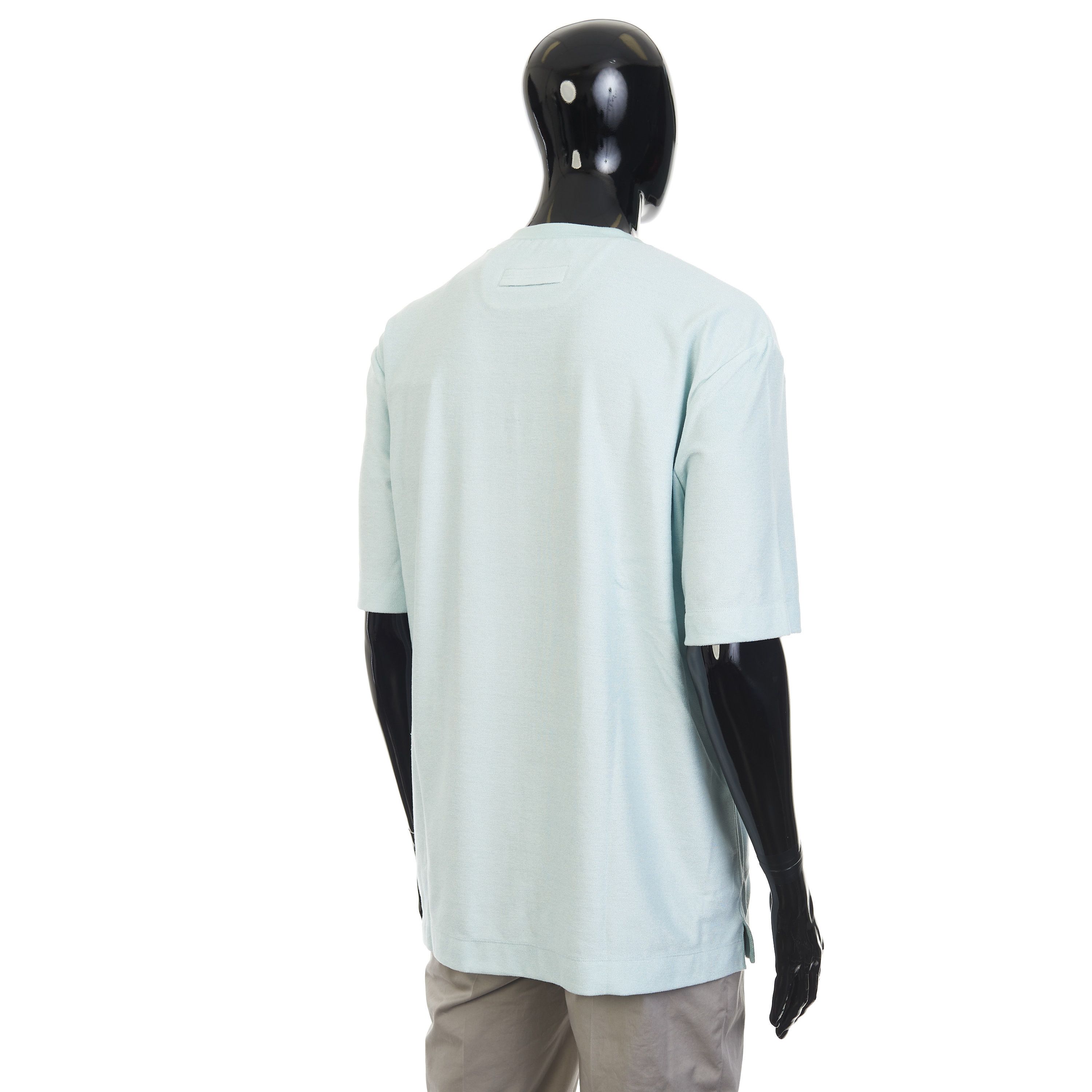 Ermenegildo Zegna Light Blue Silk & Cotton Crewneck Tshirt Size 54 Size US L / EU 52-54 / 3 - 6 Thumbnail