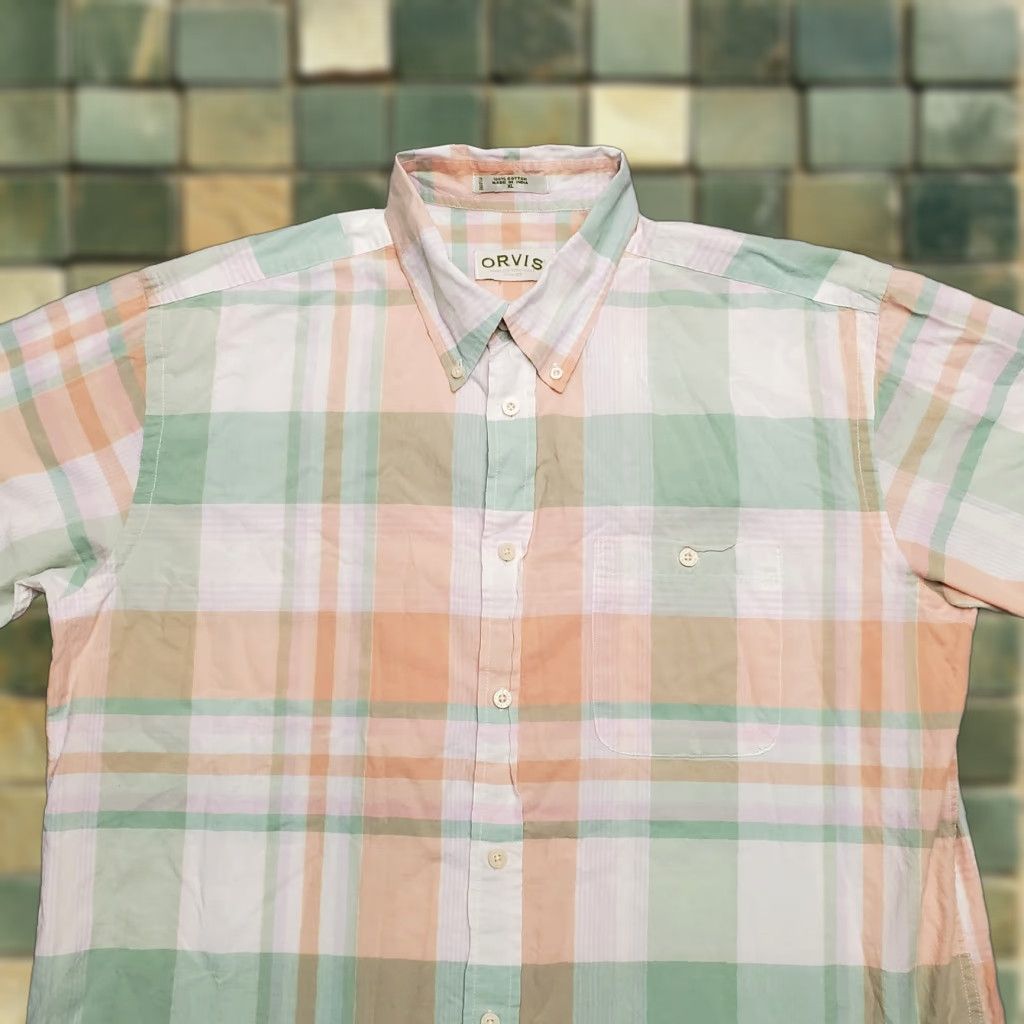 Orvis VINTAGE Orvis Shirt Mens XL Green Plaid 100% Cotton Short Sleeve Button Casual Size US XL / EU 56 / 4 - 1 Thumbnail
