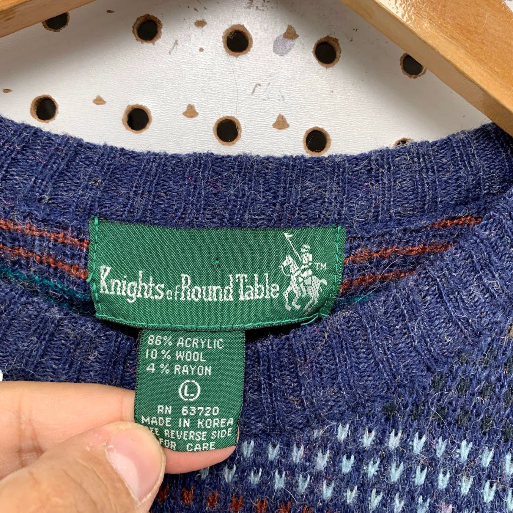 Vintage VINTAGE Knights Sweater Men Large Blue Wool Blend Striped Crewneck Knit Pullover Mens Size US L / EU 52-54 / 3 - 5 Thumbnail