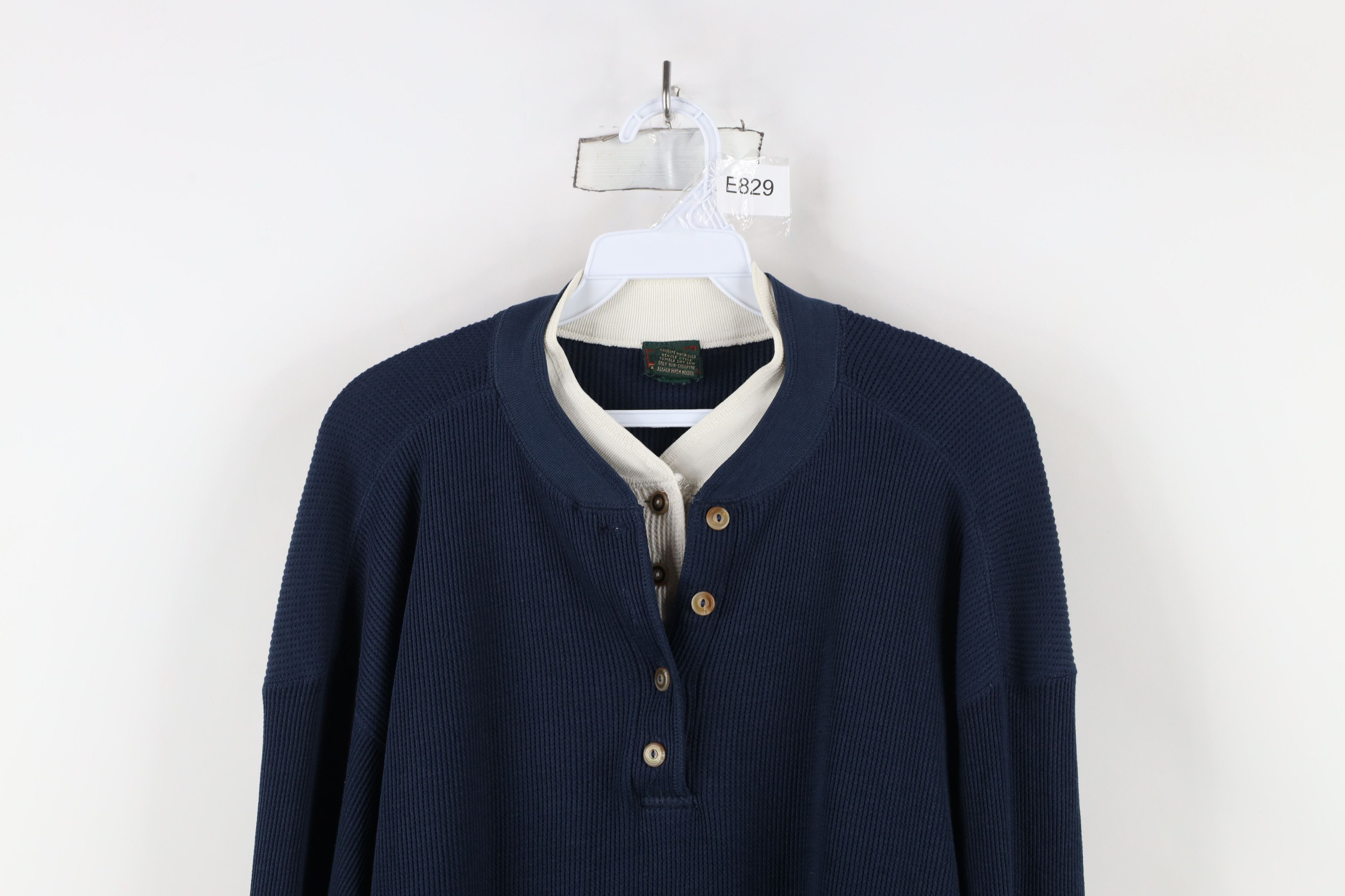 Vintage Vintage 90s Streetwear Thermal Waffle Knit Henley T-Shirt Size L / US 10 / IT 46 - 2 Thumbnail
