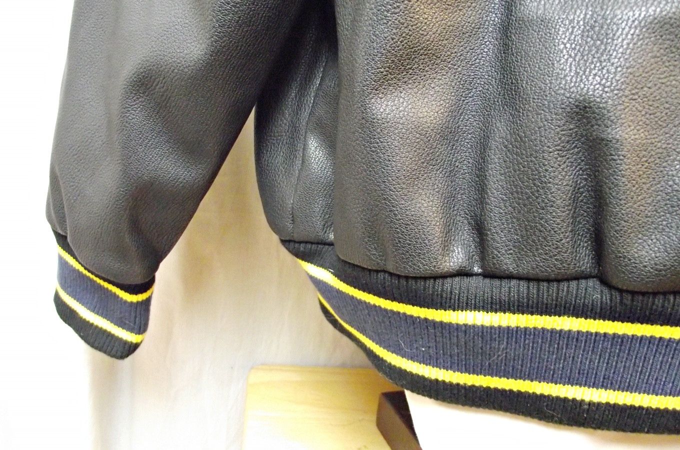 NCAA University of Michigan Wolverines Faux Leather Bomber Jacket Size US XL / EU 56 / 4 - 7 Thumbnail