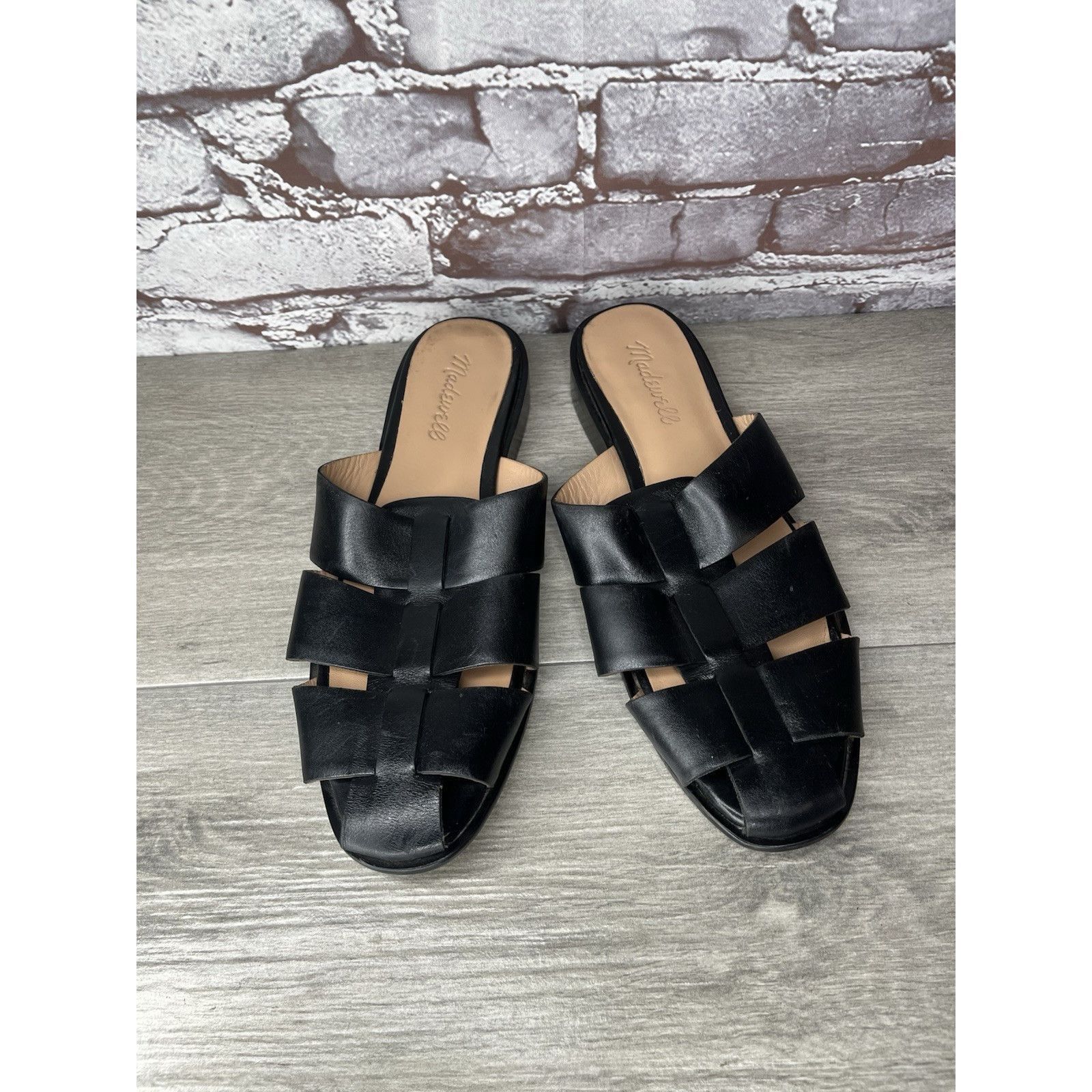 Madewell Madewell The Dixson Fisherman Black Leather Slide Mules Heel Size US 8.5 / IT 38.5 - 10 Thumbnail