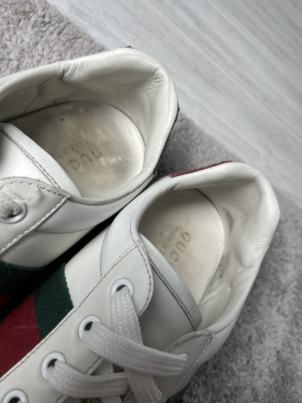 Gucci Gucci White Ace Tiger Patch Embroidered Web Leather Sneakers Size US 11.5 / EU 44-45 - 8 Thumbnail