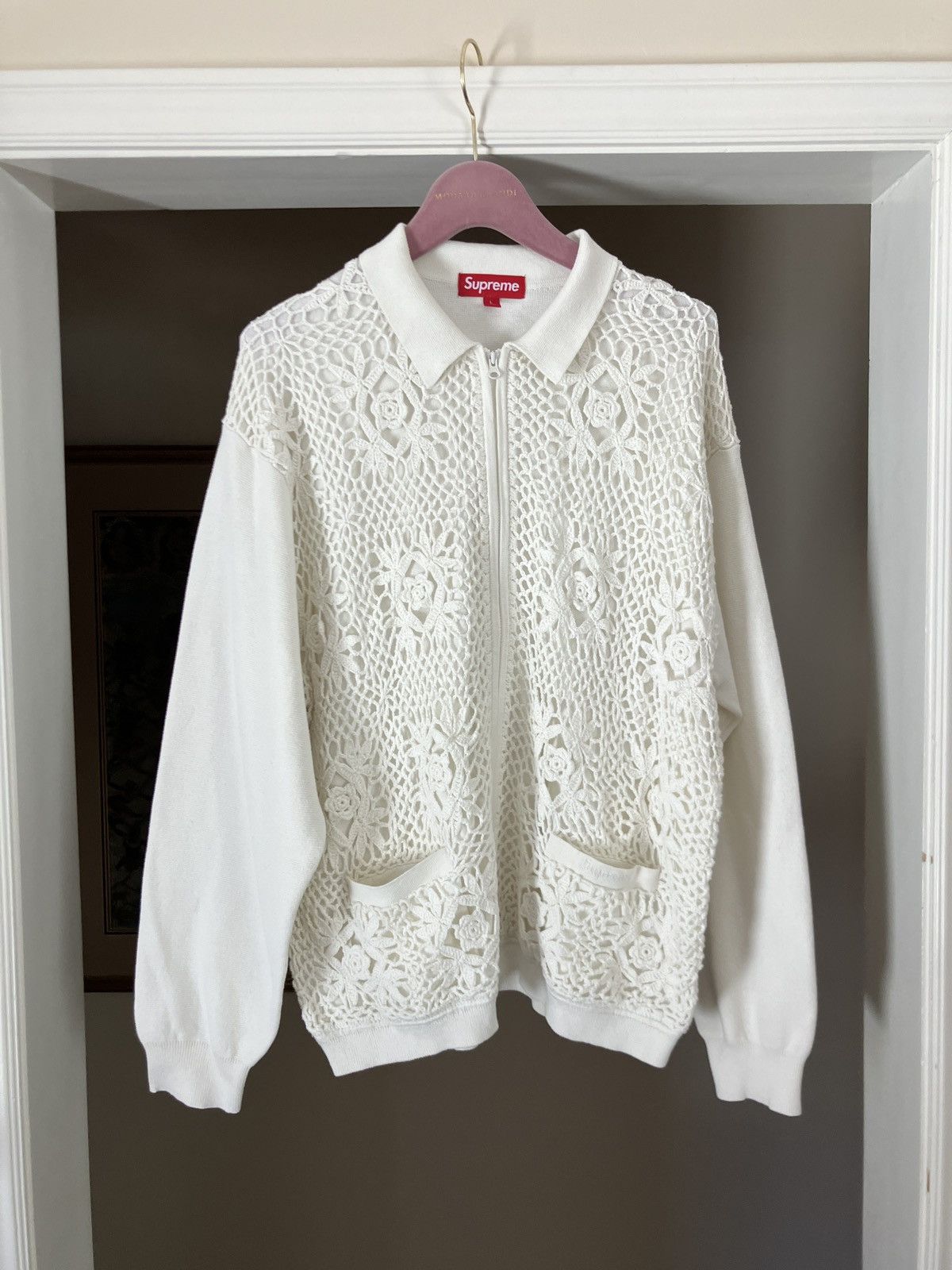 トップス L Supreme Crochet Zip Up Cardigan \"White Supreme Crochet Zip Up Cardigan White Men's - SS25 - US