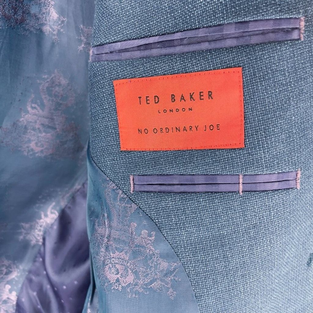 Ted Baker TED BAKER LONDON No Ordinary Joe Wool Blend Blue Blazer Size 44L - 7 Thumbnail