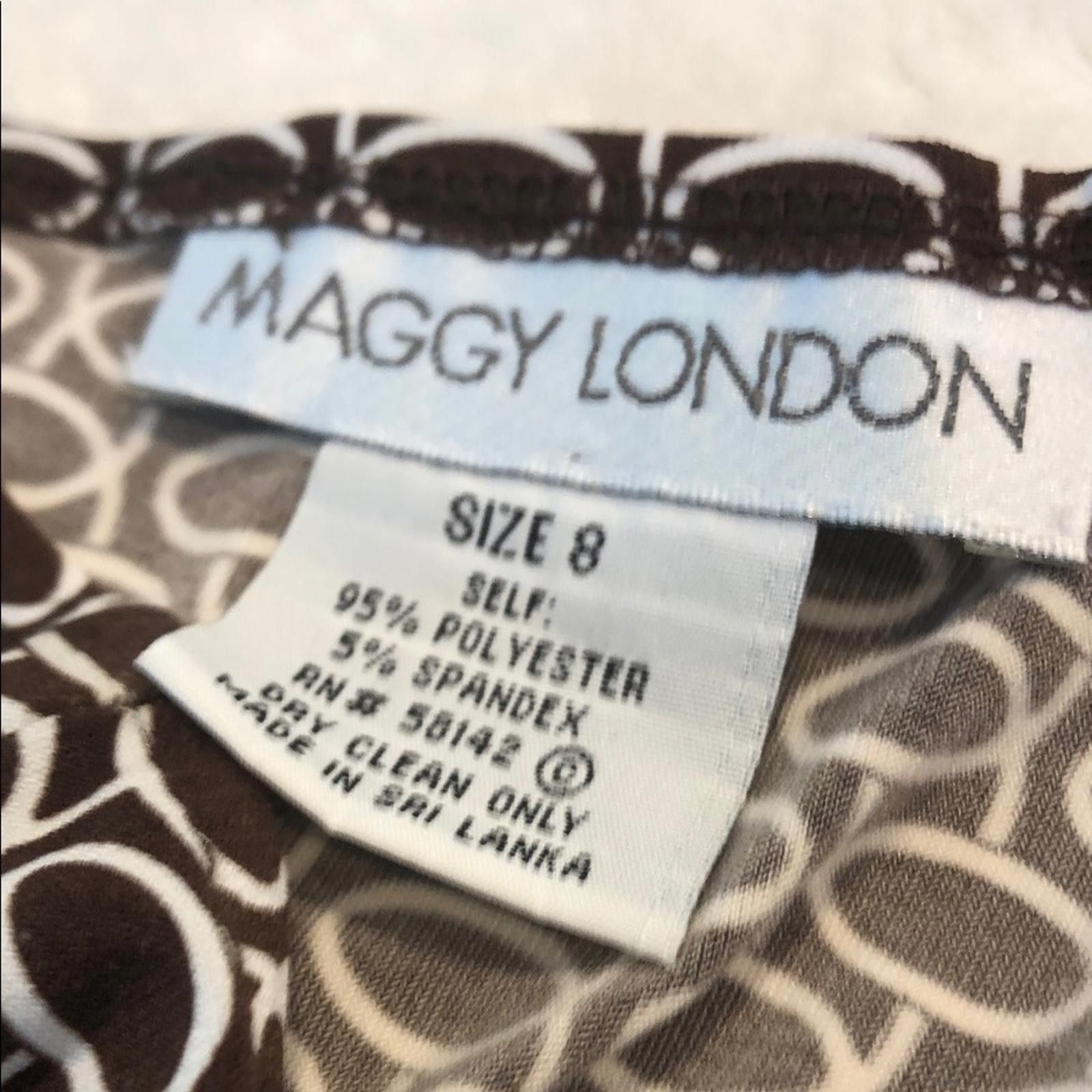 Other Maggy London Chocolate & Ivory Midi dress Dress deep V SZ 8 Size M / US 6-8 / IT 42-44 - 5 Thumbnail