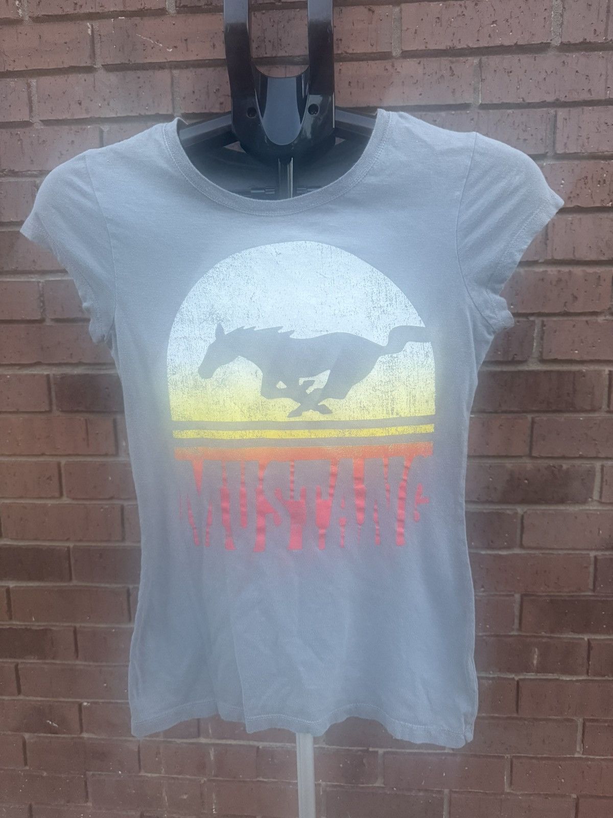 Mustang Ford Mustang Running Horse Sunset Fitted T Shirt Top Juniors Size M / US 6-8 / IT 42-44 - 1 Thumbnail