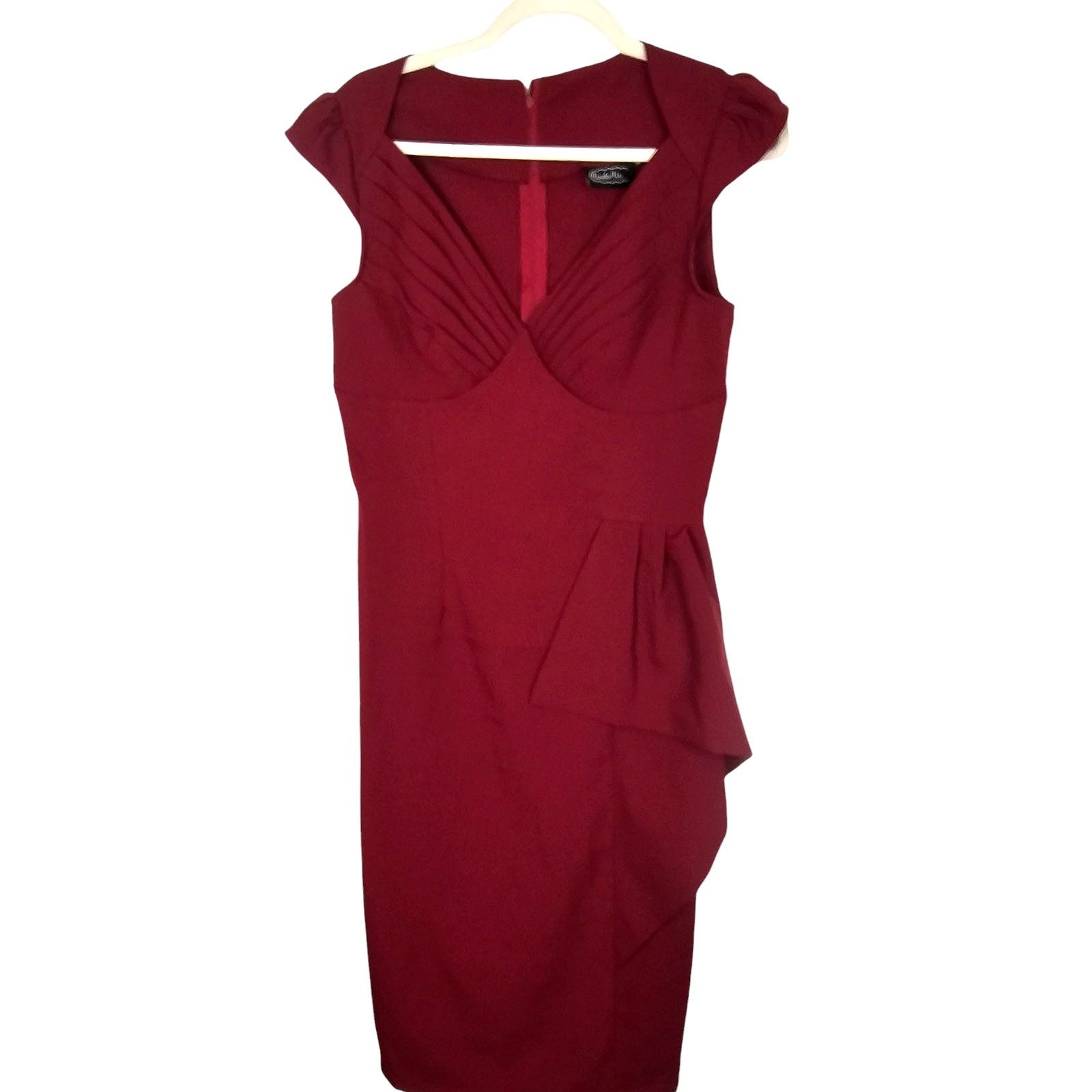 Voodoo Tactical Voodoo Vixen Womens Khloe Ruffle Pencil Dress Sz M Burgundy Size M / US 6-8 / IT 42-44 - 2 Thumbnail