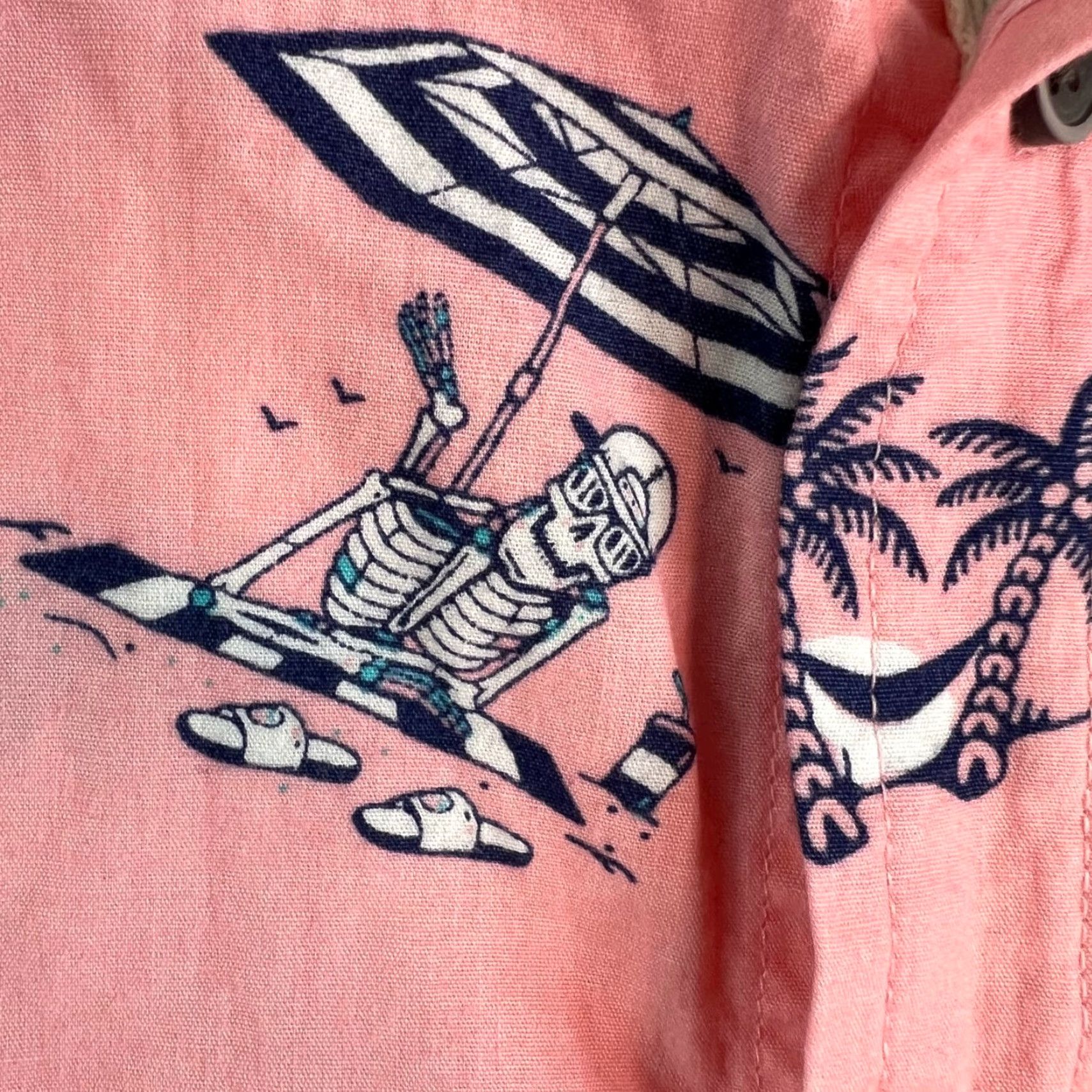 Pinko VINTAGE VSTR Beach Shirt Men XL Pink Skeletons on the Beach Shirt Adult XL Pink Skeletons on the Beach Mens Size US XL / EU 56 / 4 - 3 Thumbnail