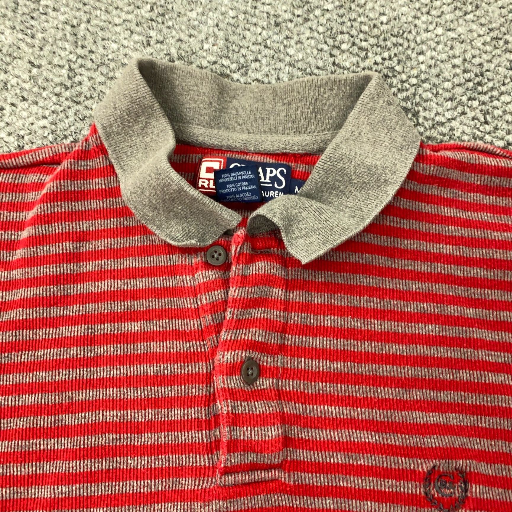 Chaps VINTAGE Chaps Ralph Lauren Shirt Mens M Red/Gray Striped Long Sleeve Polo Shirt Men’s M Red Gray Striped Long Sleeve Size US M / EU 48-50 / 2 - 3 Thumbnail