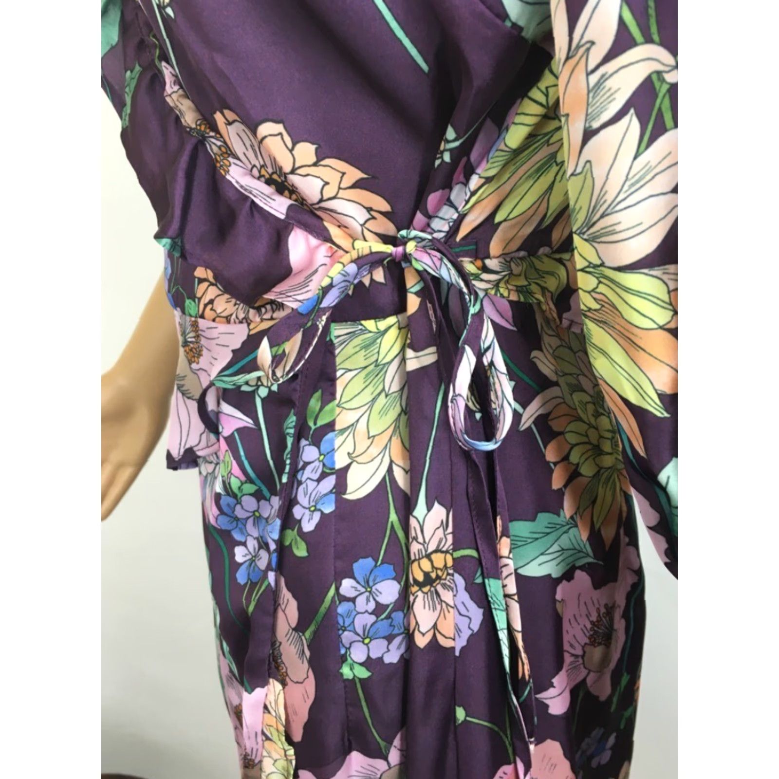 Vintage Ella Moon Womens Wrap Dress Purple Floral Ruffle Hem Knee Length V Neck S New Size S / US 4 / IT 40 - 5 Thumbnail