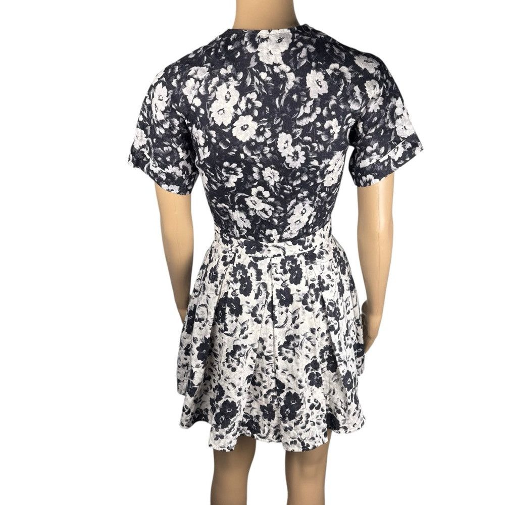 Other LOVER Black Floral Linen Short Sleeve Front Button Mini Dre Size XS / US 0-2 / IT 36-38 - 4 Thumbnail