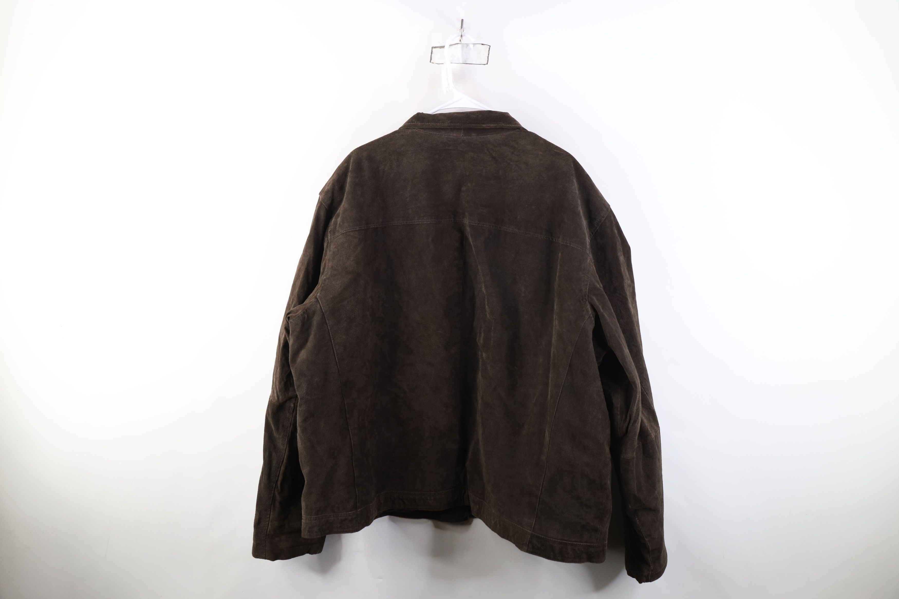 Vintage Vintage 90s Streetwear Suede Leather Bomber Jacket Brown Size US XXL / EU 58 / 5 - 14 Thumbnail