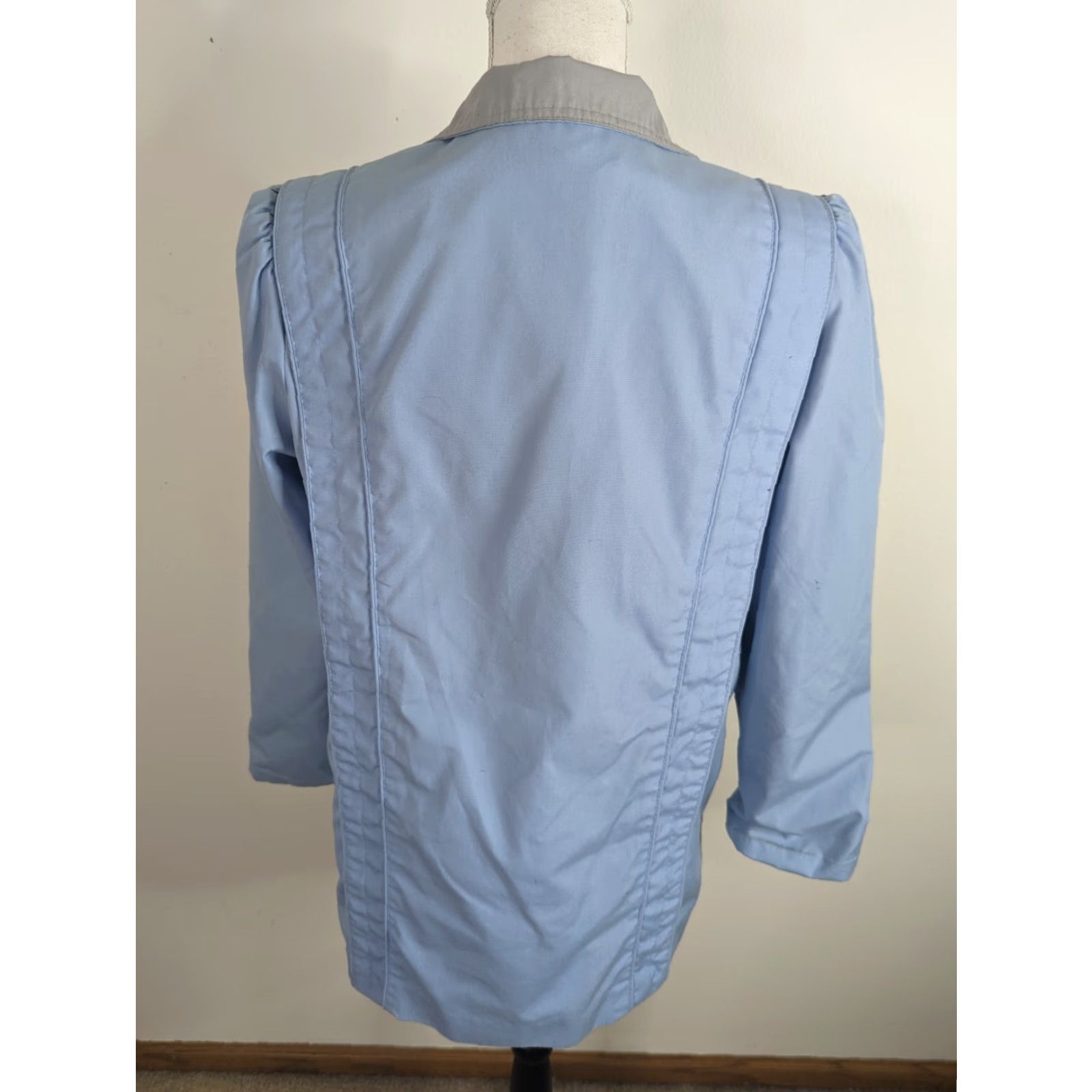 Vintage VINTAGE 80s Puff Sleeve Jacket Lightweight Coat Blue Women's Medium 11/12 Size M / US 6-8 / IT 42-44 - 3 Thumbnail